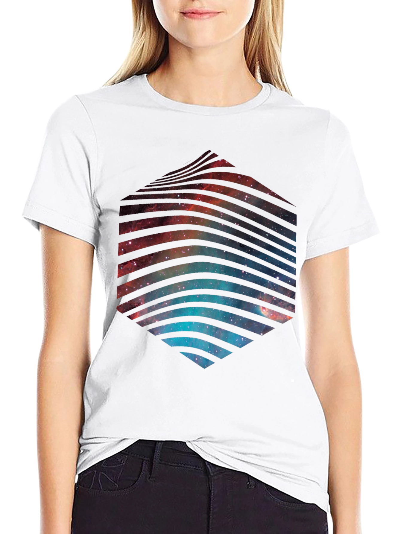 Cosmic Hex T-Shirt - Galaxy Space Design