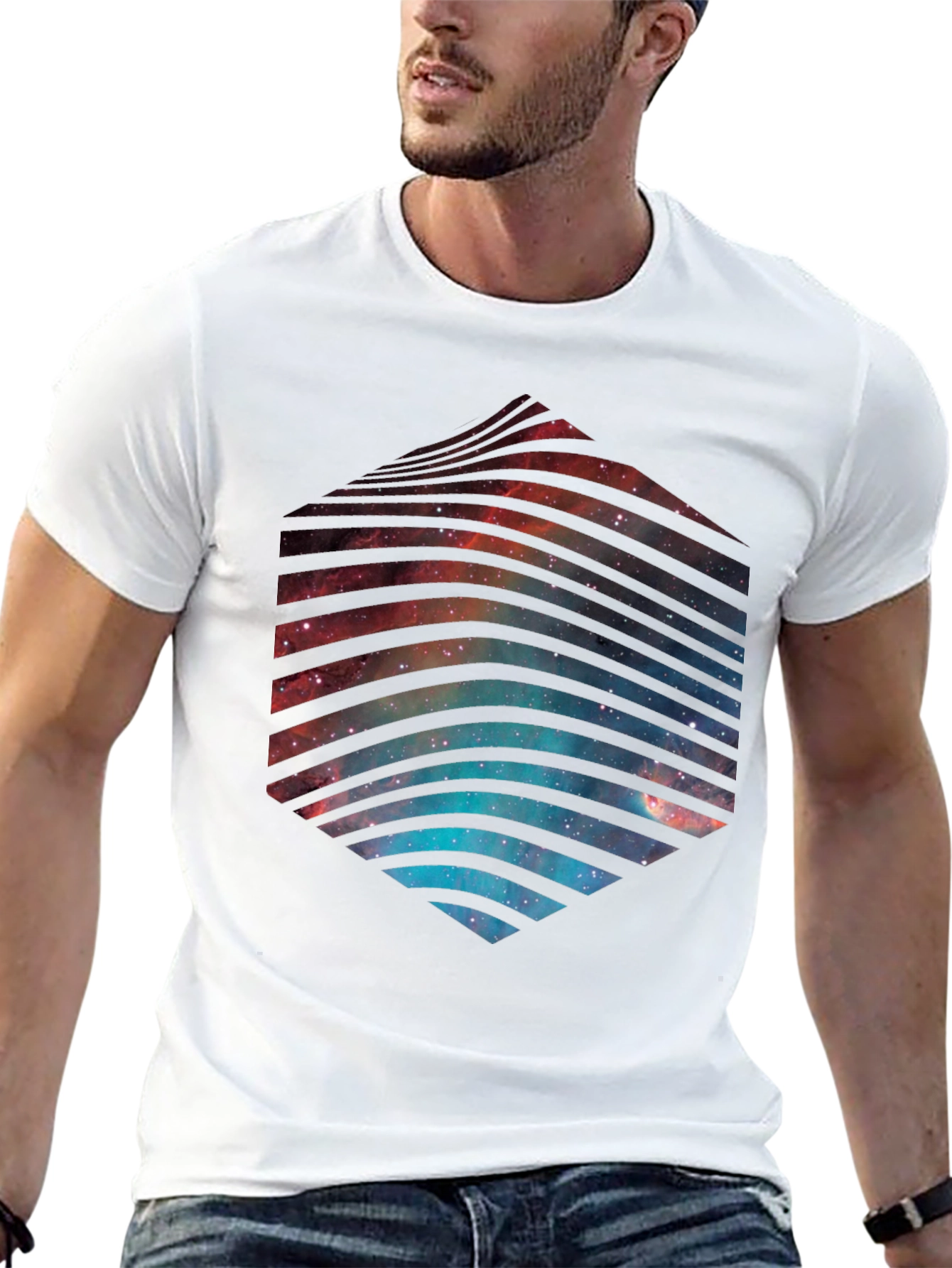 Cosmic Hex T-Shirt - Galaxy Space Design