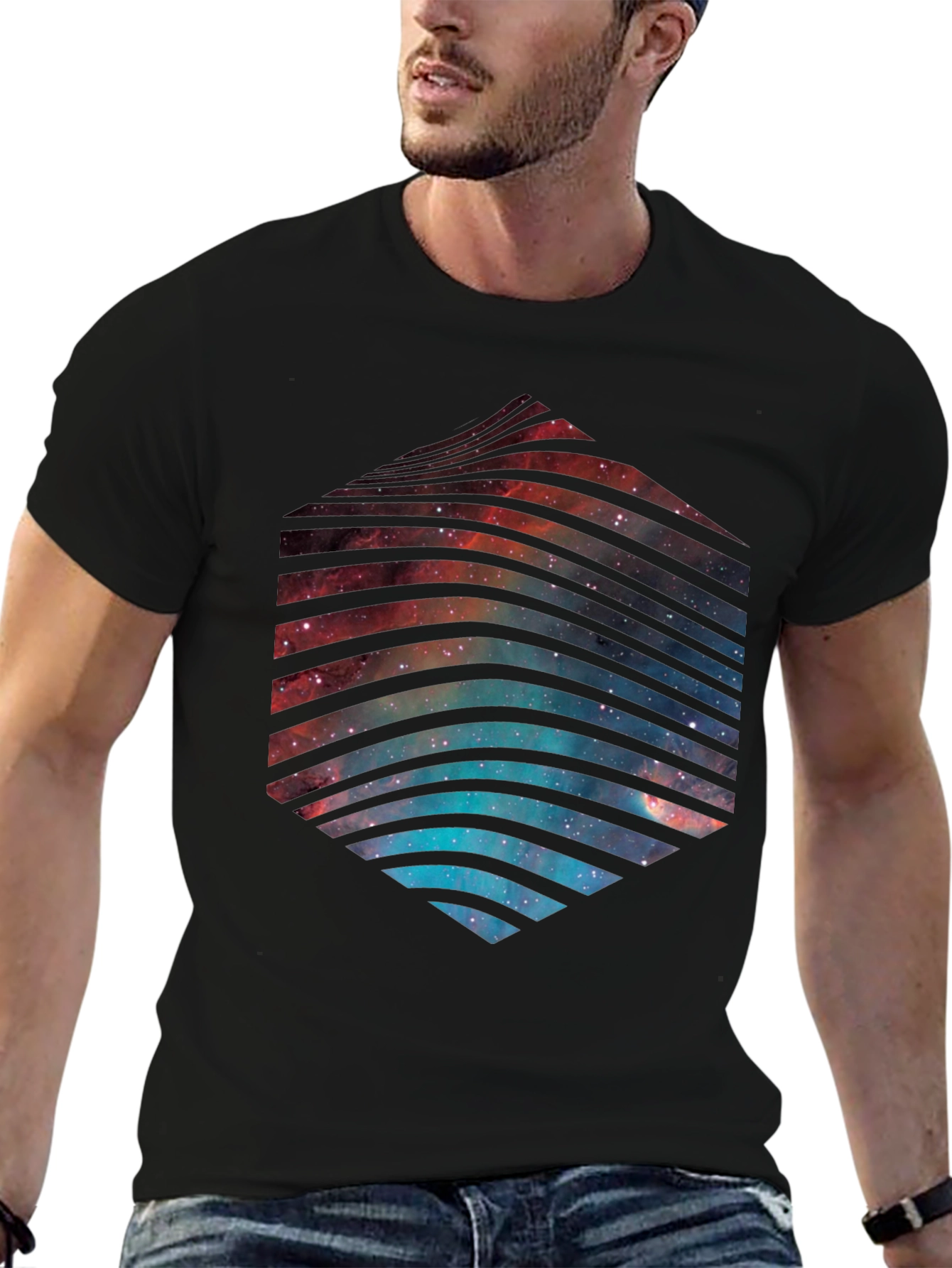 Cosmic Hex T-Shirt - Galaxy Space Design