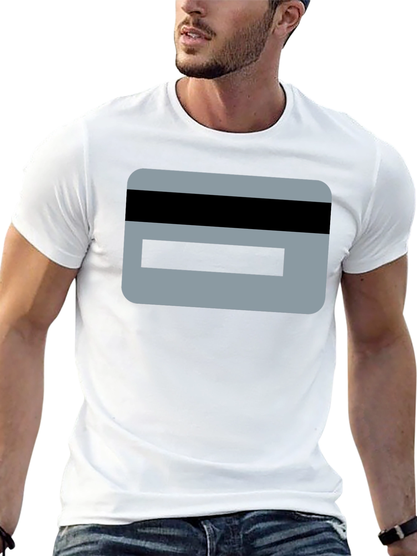 Modern Graphic Tee - Credit Card Design Black T-Shirt