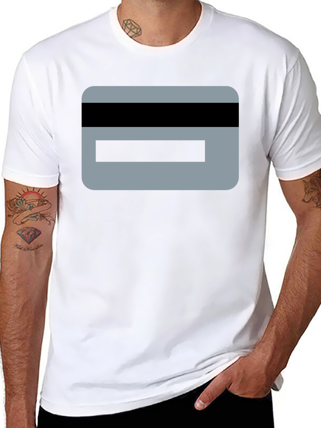 Modern Graphic Tee - Credit Card Design Black T-Shirt