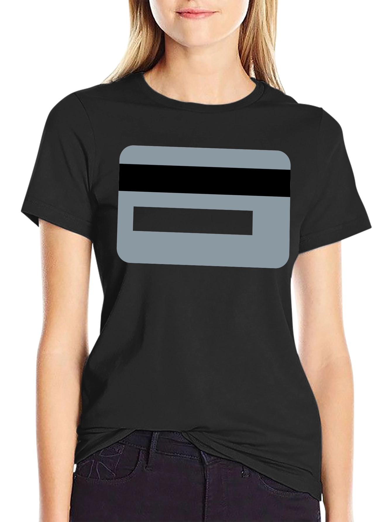 Modern Graphic Tee - Credit Card Design Black T-Shirt