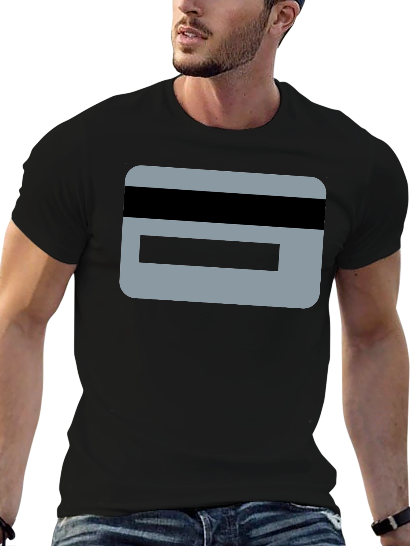 Modern Graphic Tee - Credit Card Design Black T-Shirt
