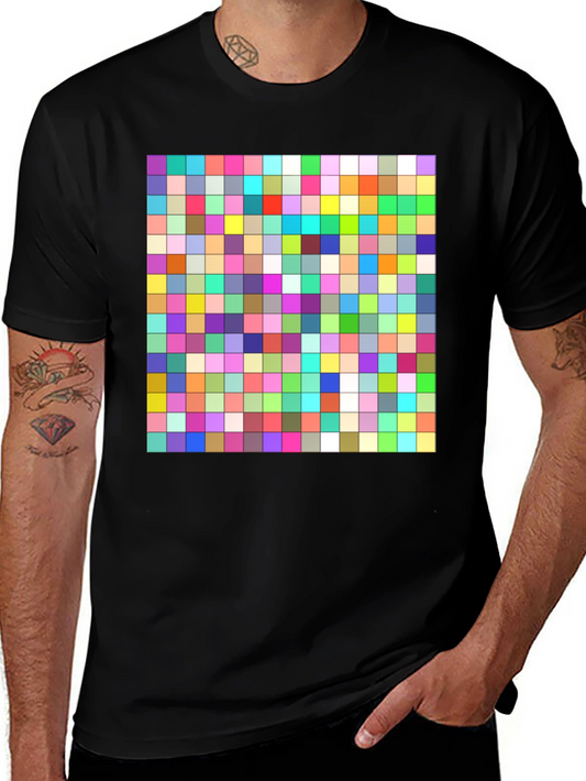 Pixelated Grid Tee - Vibrant Graphic T-Shirt
