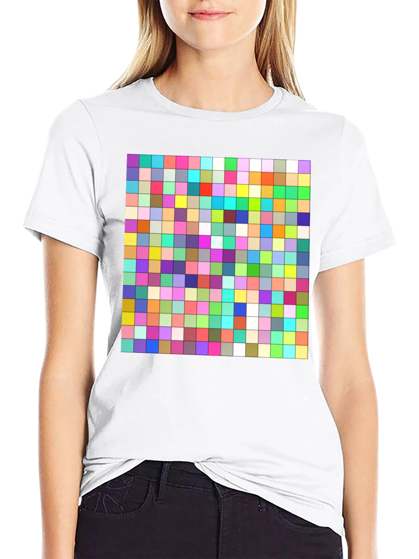 Pixelated Grid Tee - Vibrant Graphic T-Shirt