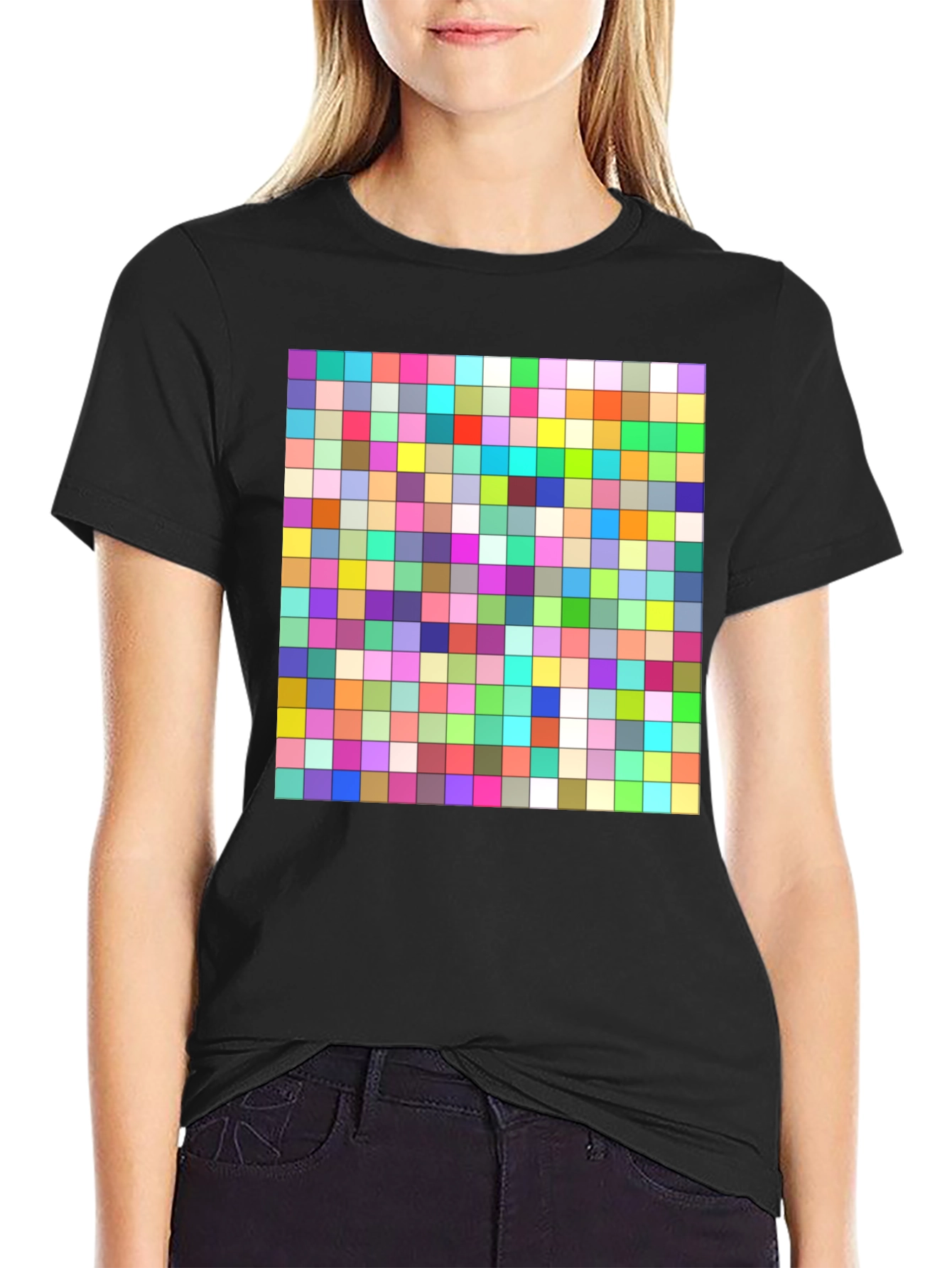 Pixelated Grid Tee - Vibrant Graphic T-Shirt