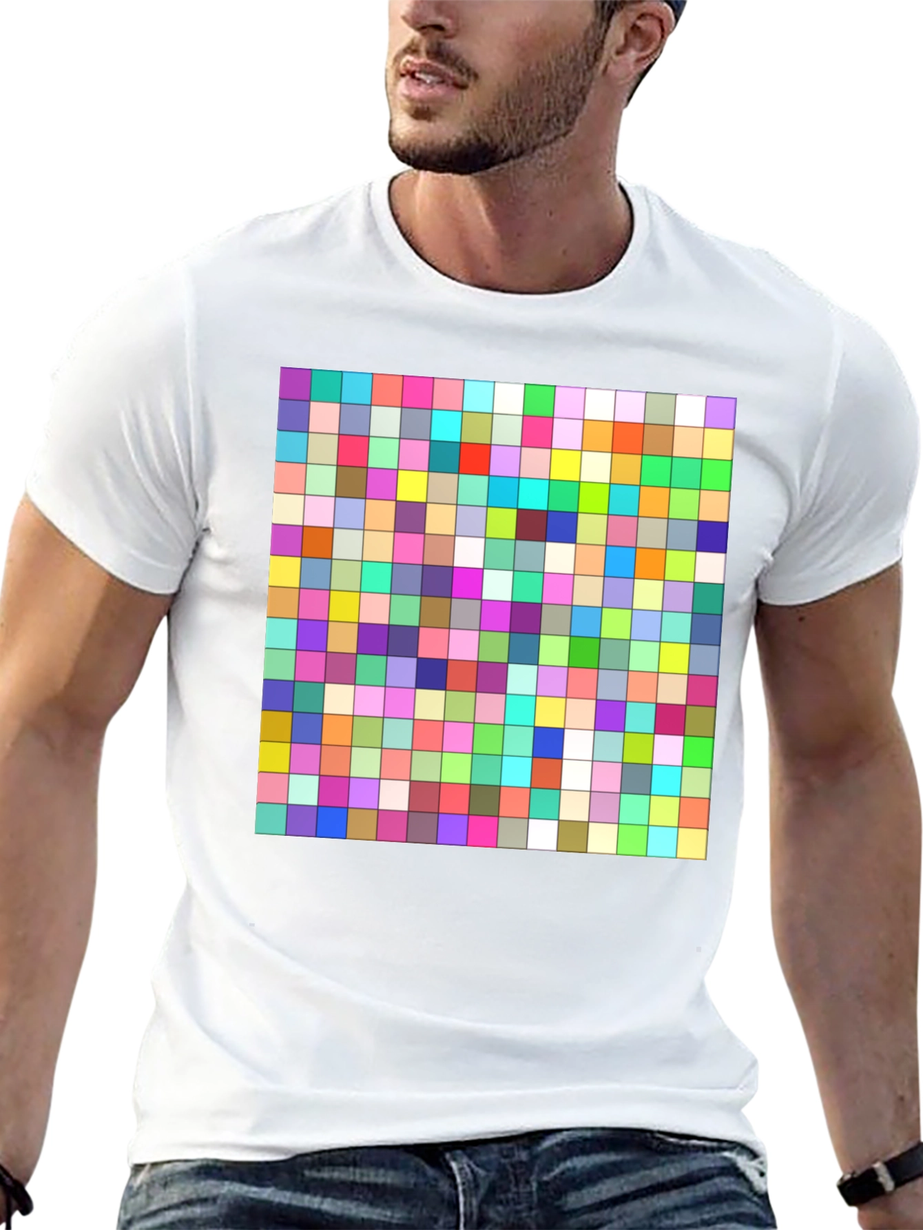 Pixelated Grid Tee - Vibrant Graphic T-Shirt