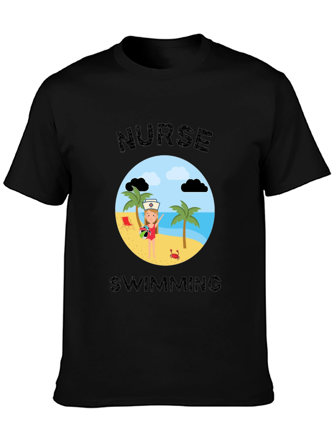 Nurse Swimming Graphic T-Shirt - Beach Vacation Apparel