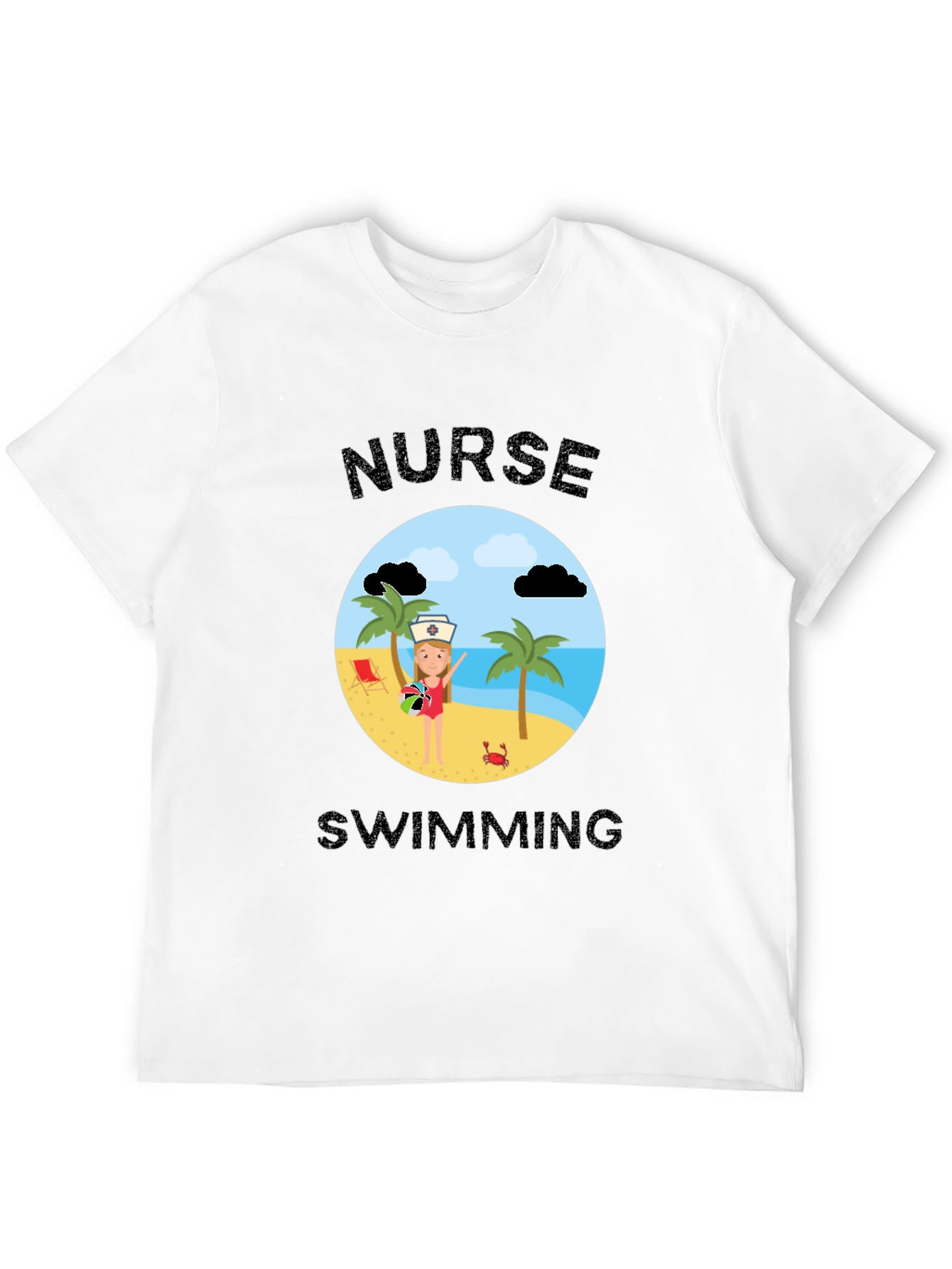 Nurse Swimming Graphic T-Shirt - Beach Vacation Apparel