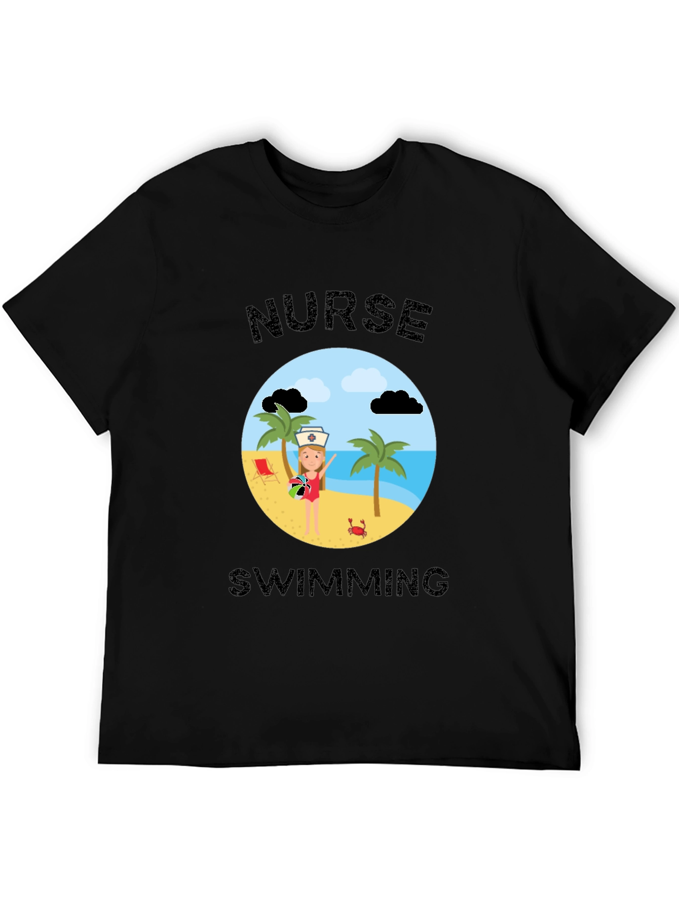 Nurse Swimming Graphic T-Shirt - Beach Vacation Apparel