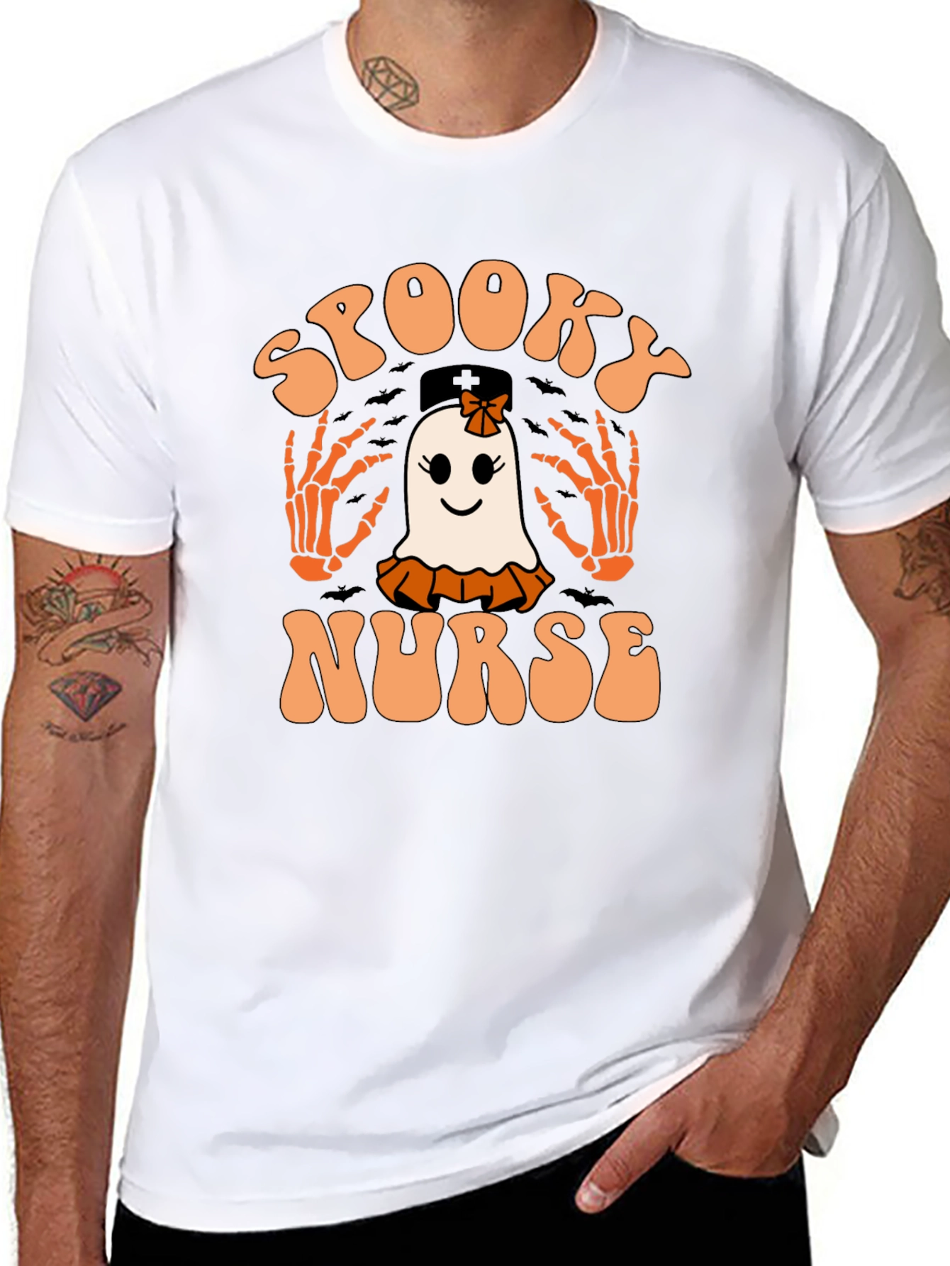 Spooky Nurse Halloween T-Shirt - Ghost Graphic Tee