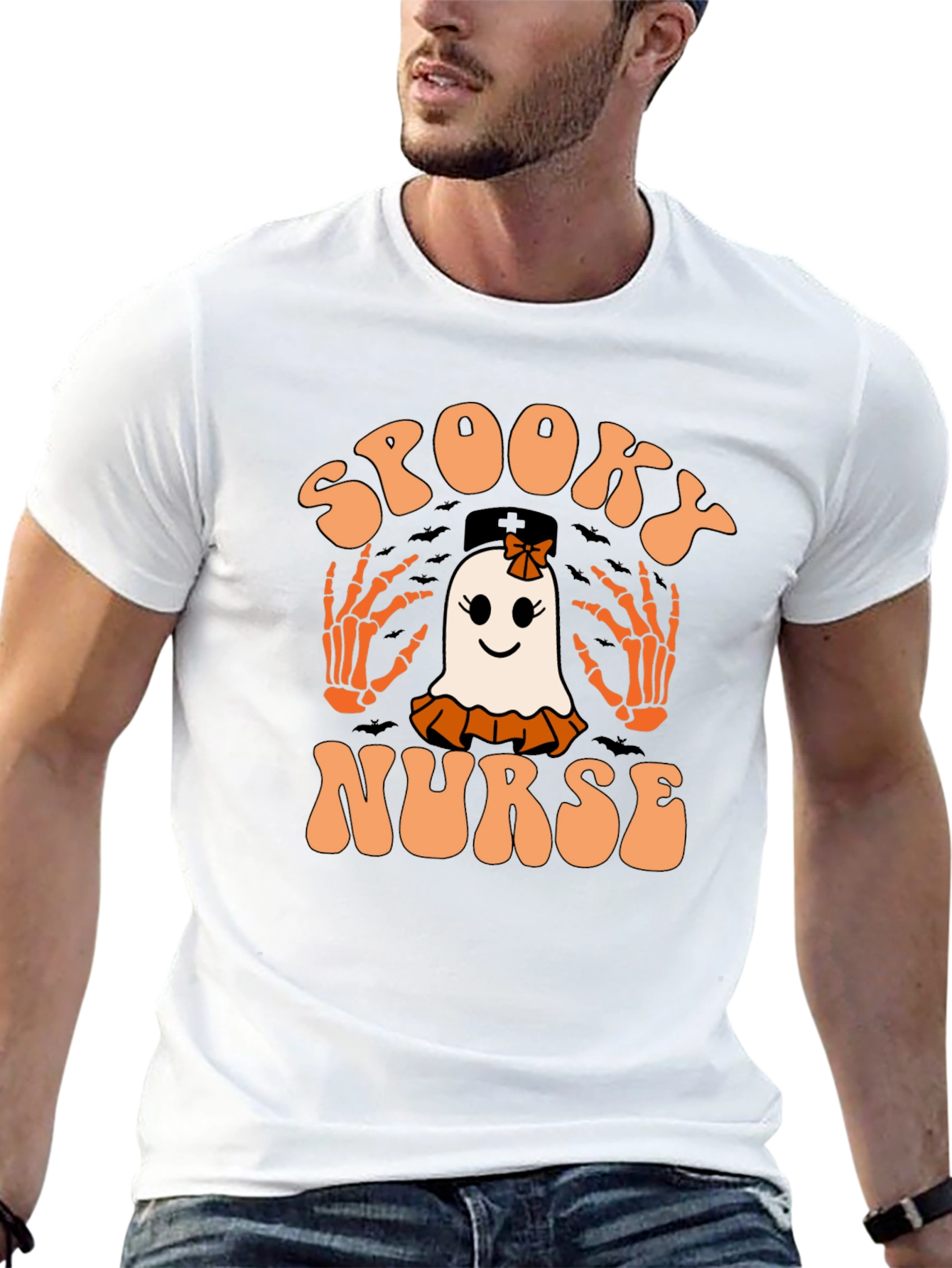 Spooky Nurse Halloween T-Shirt - Ghost Graphic Tee