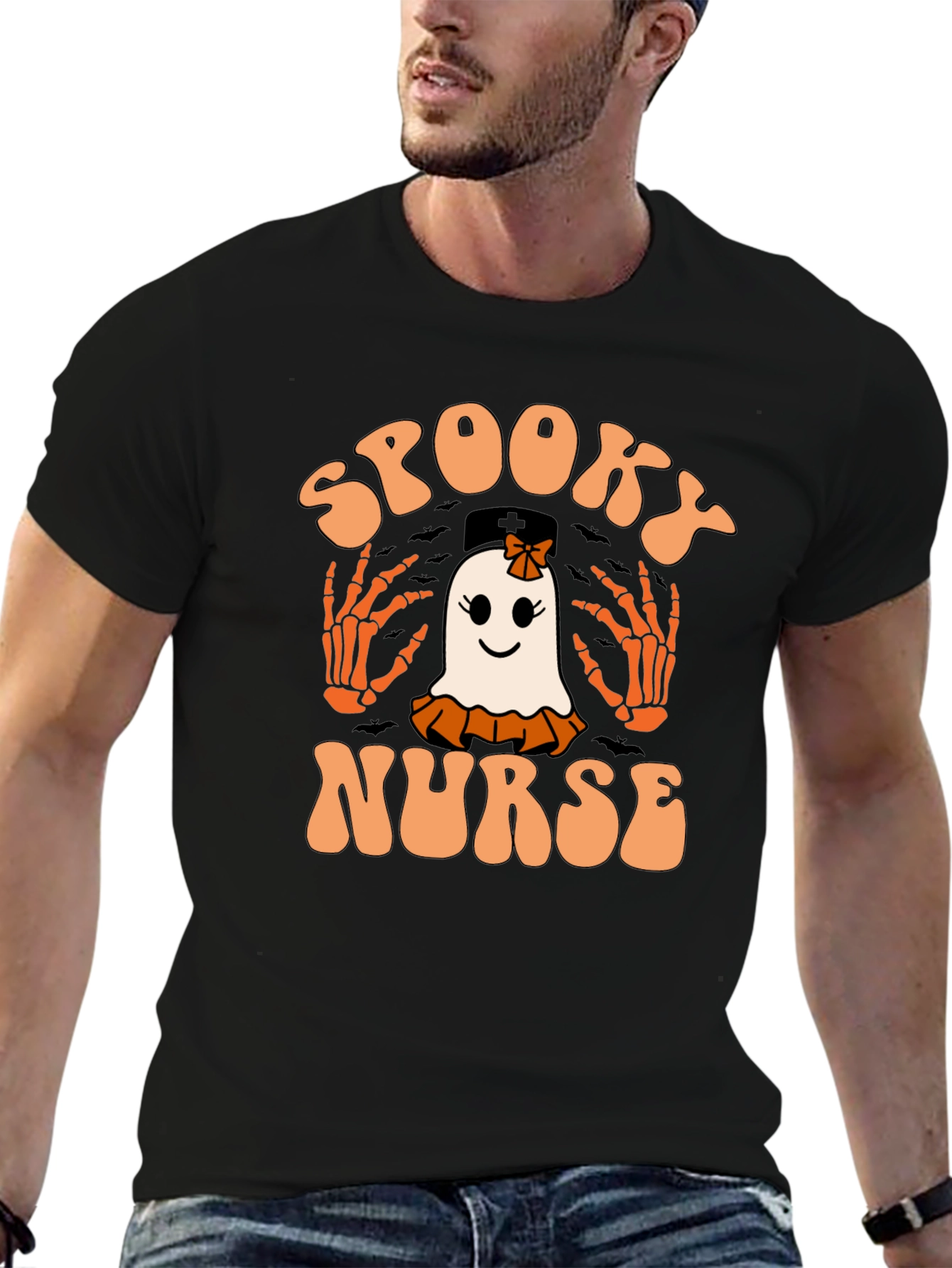 Spooky Nurse Halloween T-Shirt - Ghost Graphic Tee