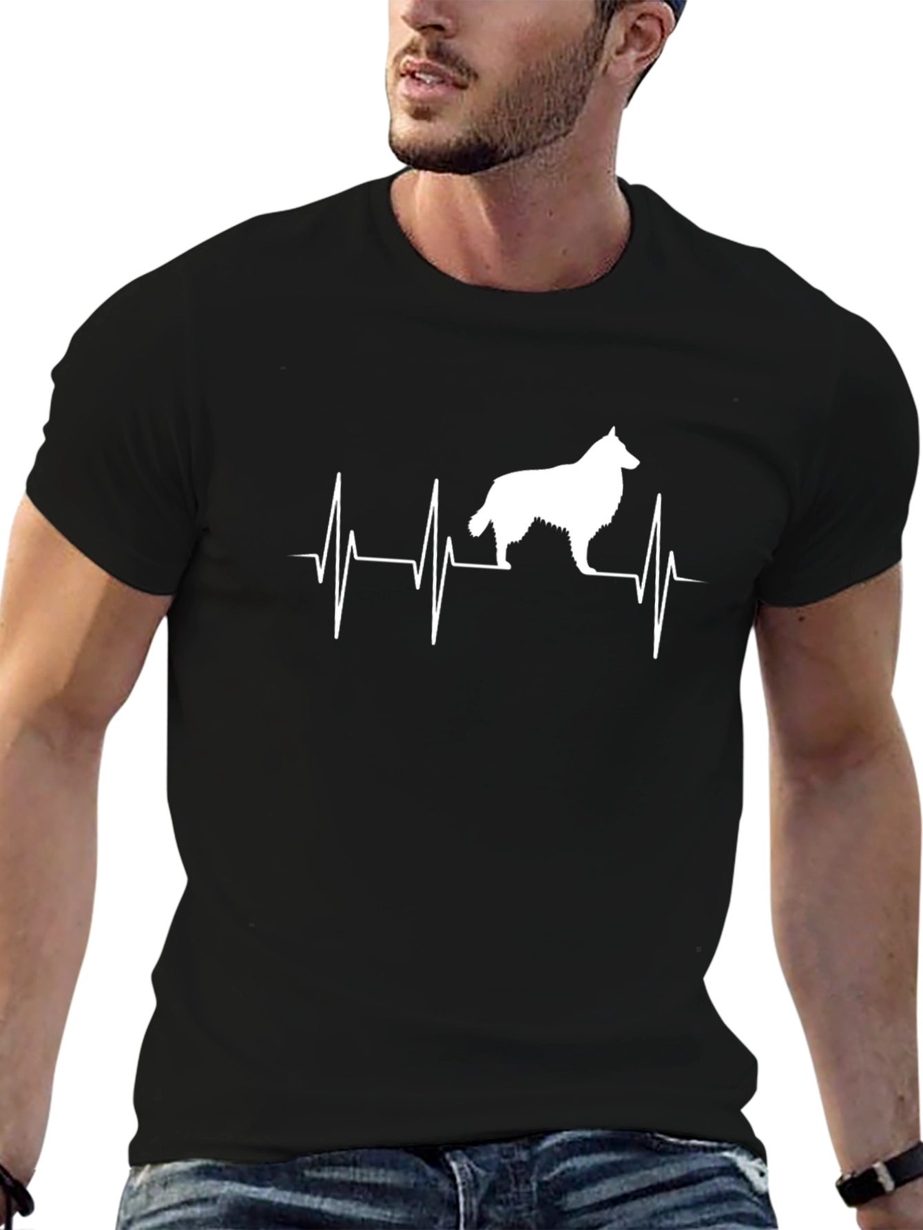 Dog Heartbeat T-Shirt - Black