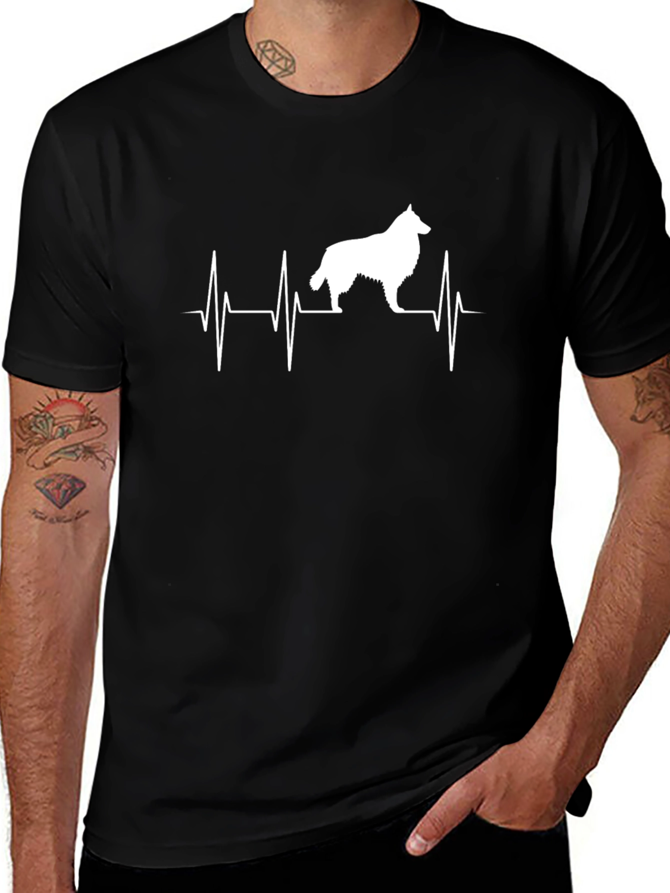 Dog Heartbeat T-Shirt - Black