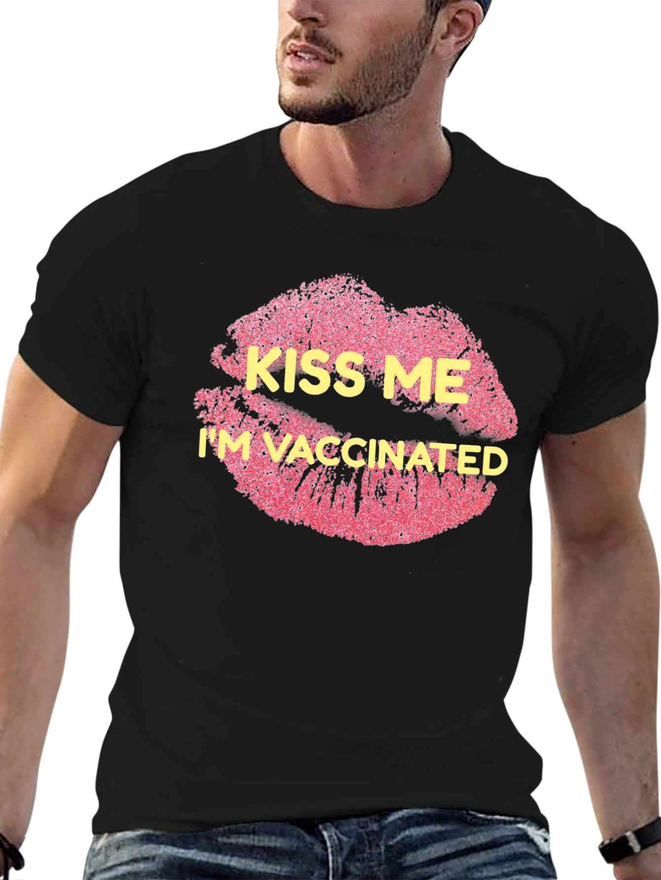 Kiss Me Im Vaccinated Black T-Shirt
