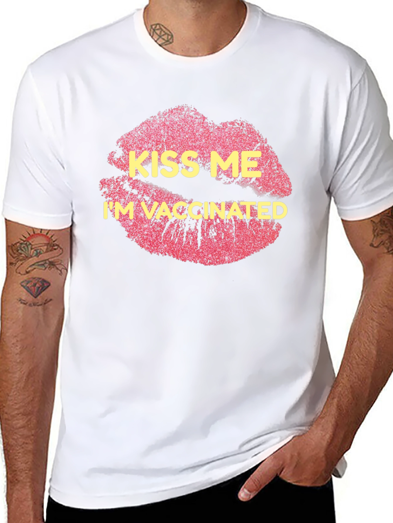 Kiss Me Im Vaccinated Black T-Shirt