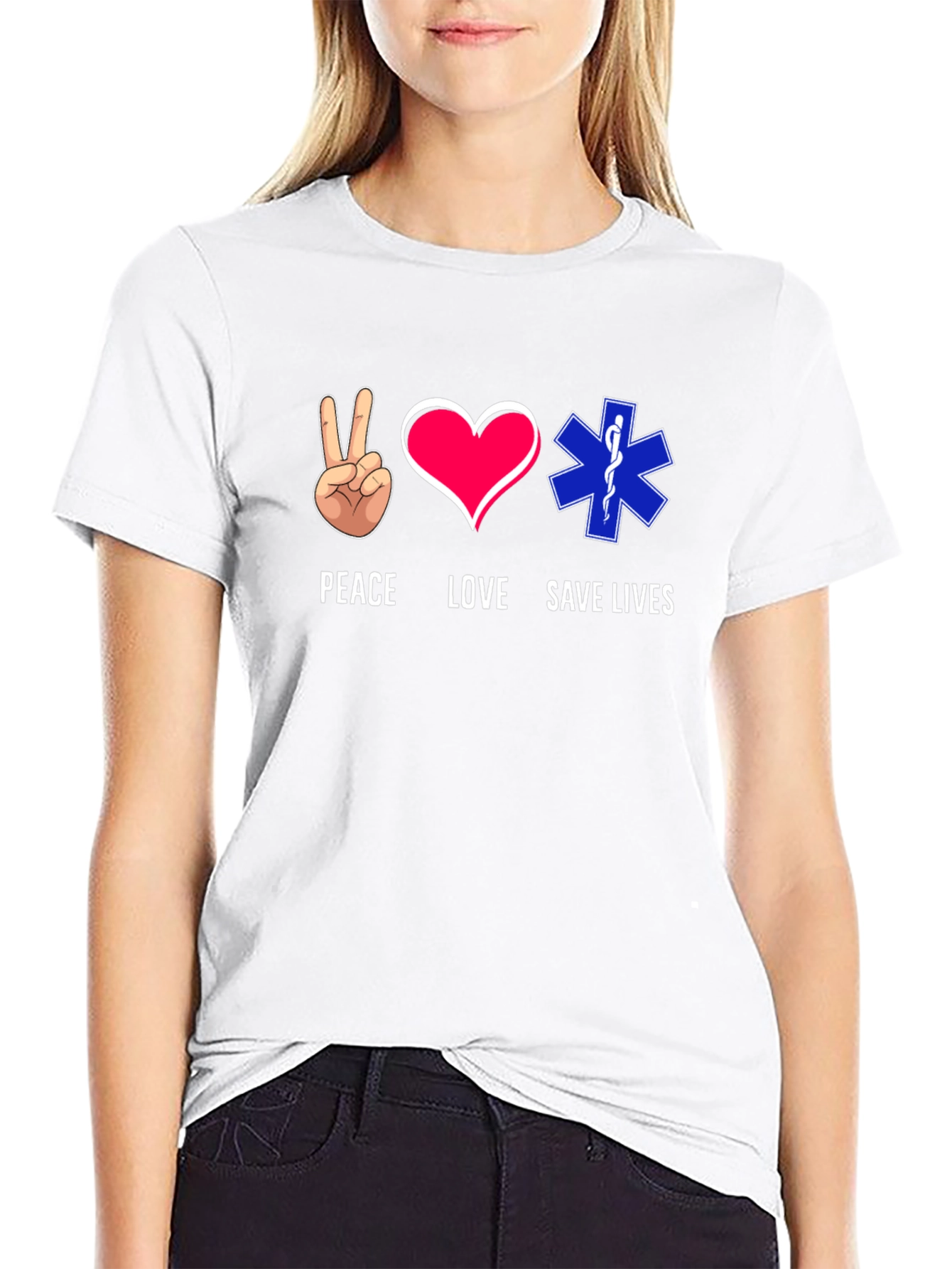 Peace Love Save Lives Graphic T-Shirt