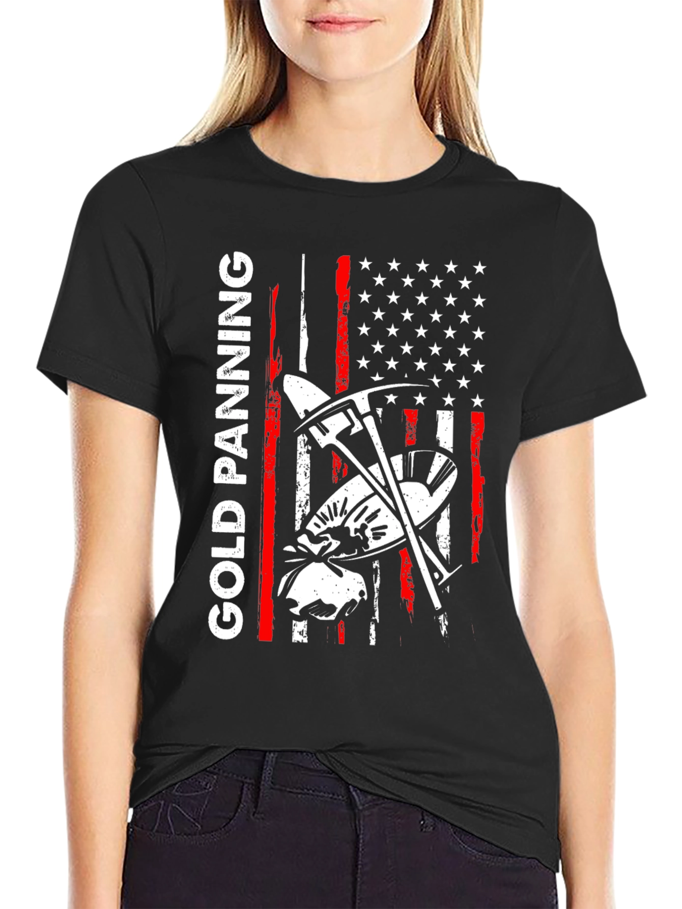 Gold Panning American Flag Graphic Tee