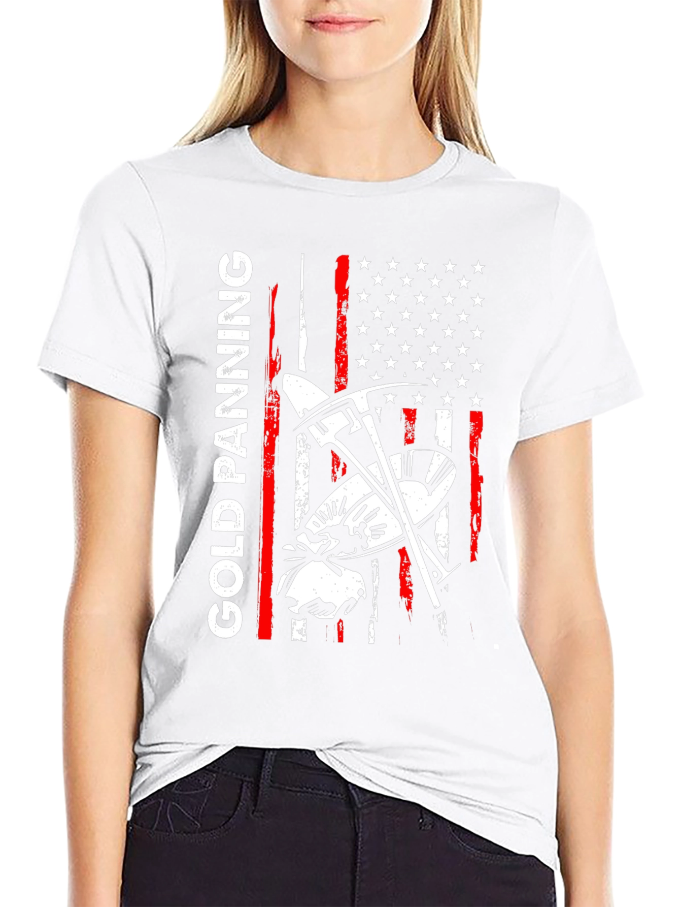 Gold Panning American Flag Graphic Tee