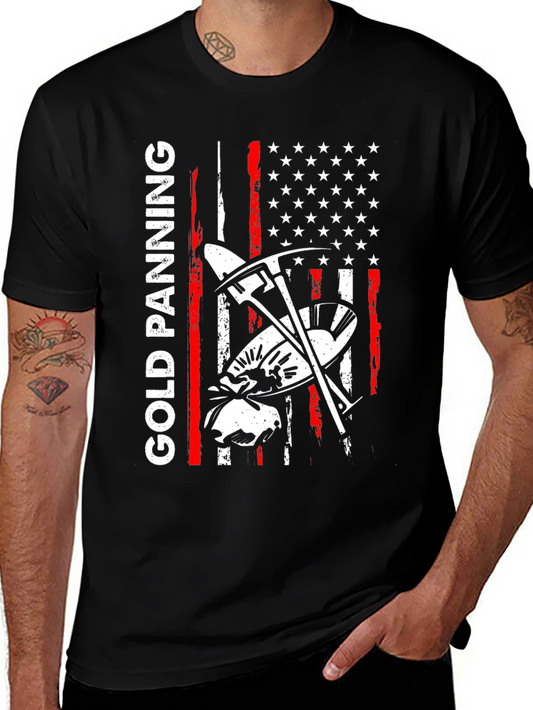 Gold Panning American Flag Graphic Tee