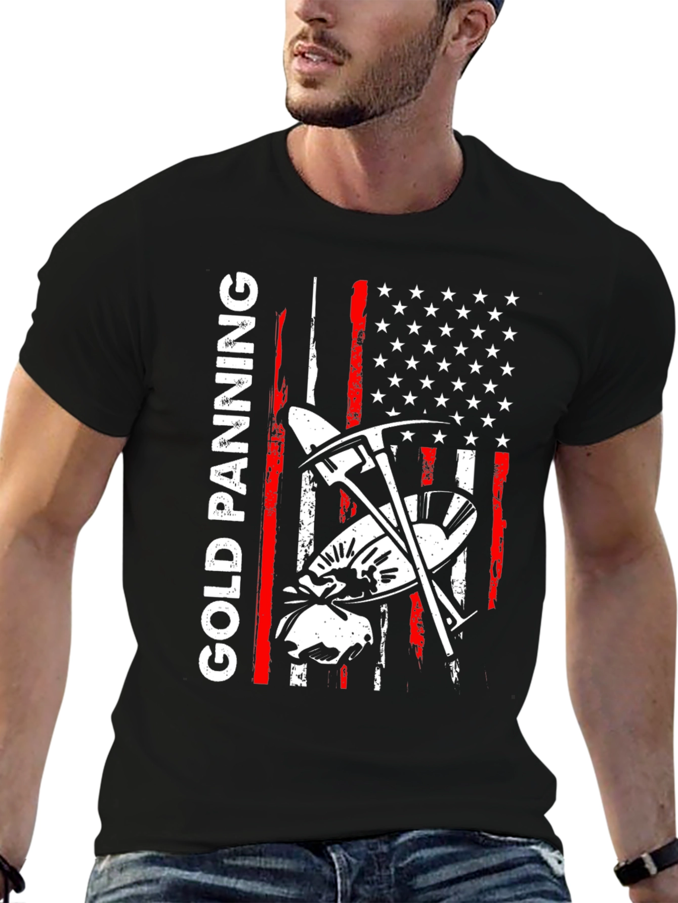 Gold Panning American Flag Graphic Tee