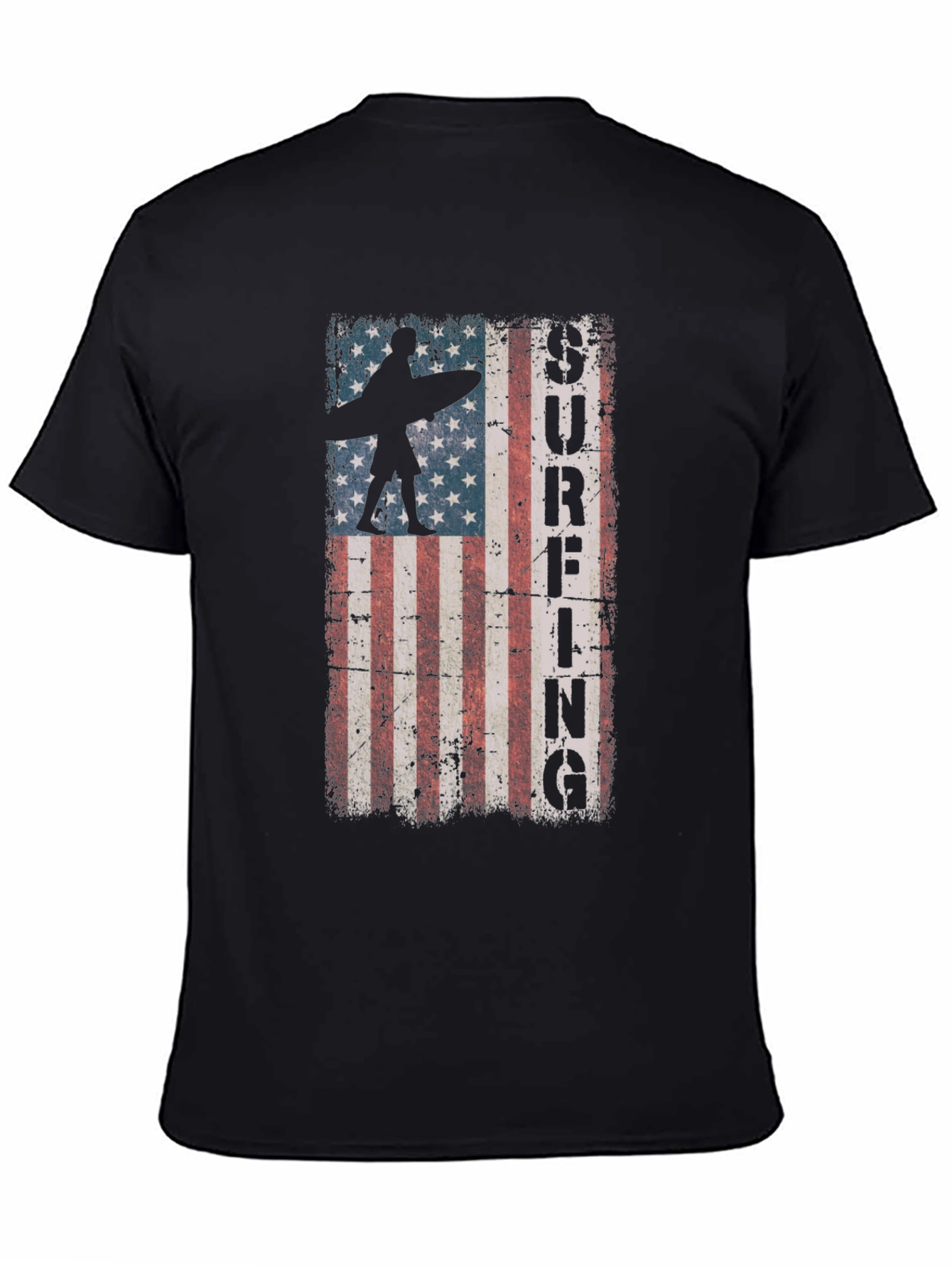American Flag Surfing Graphic Tee