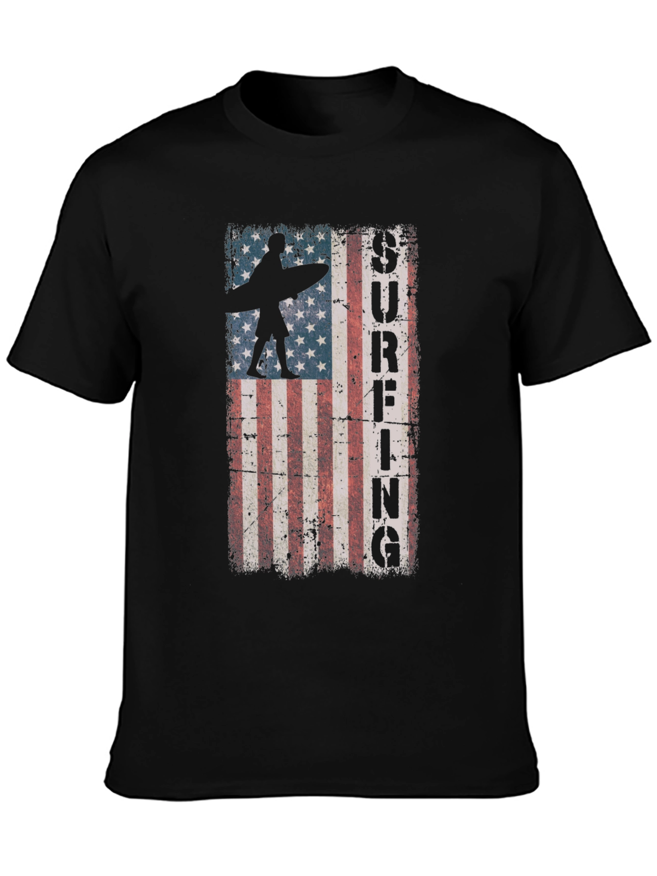 American Flag Surfing Graphic Tee