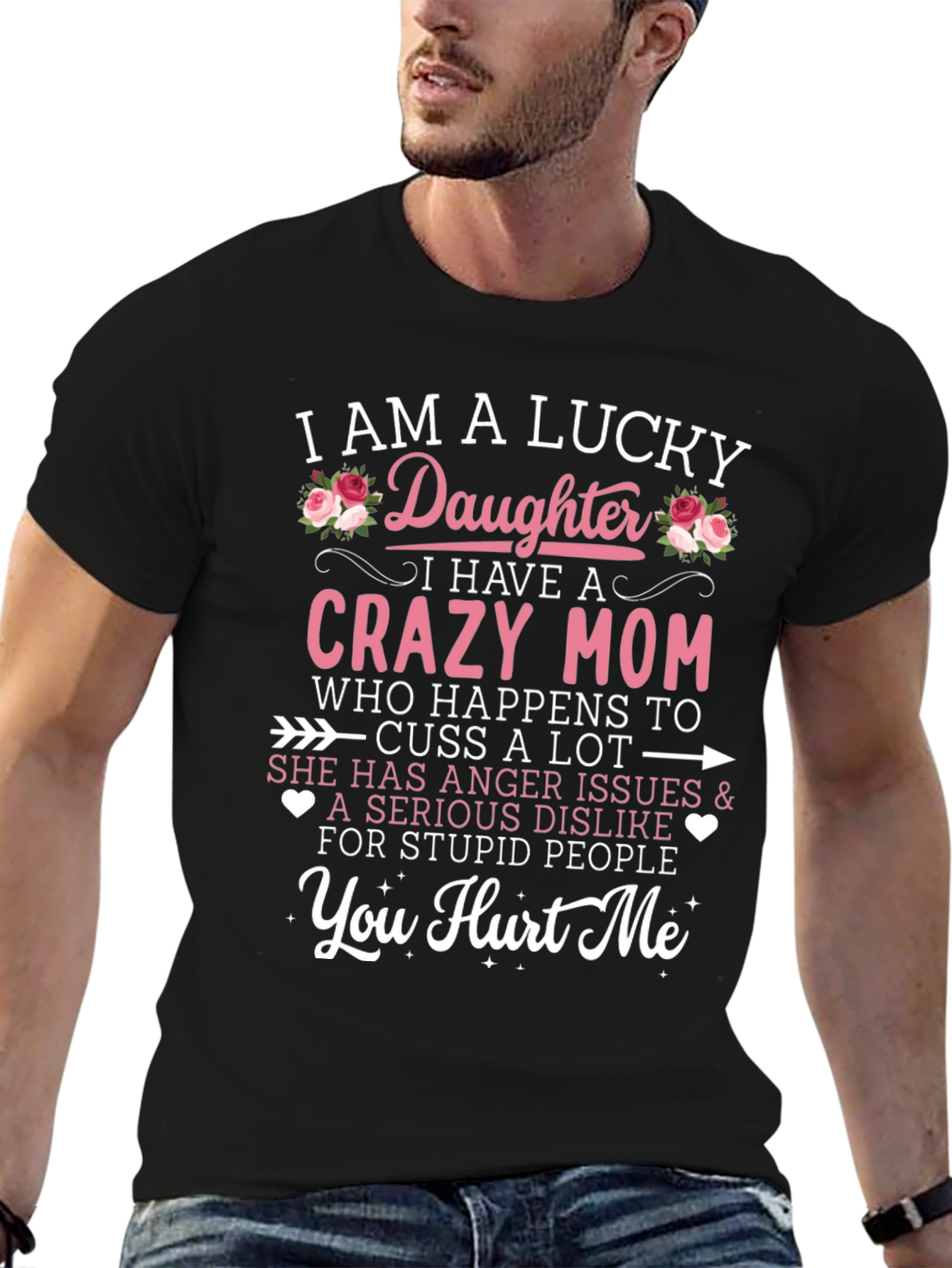 Lucky Daughter Crazy Mom Graphic T-Shirt
