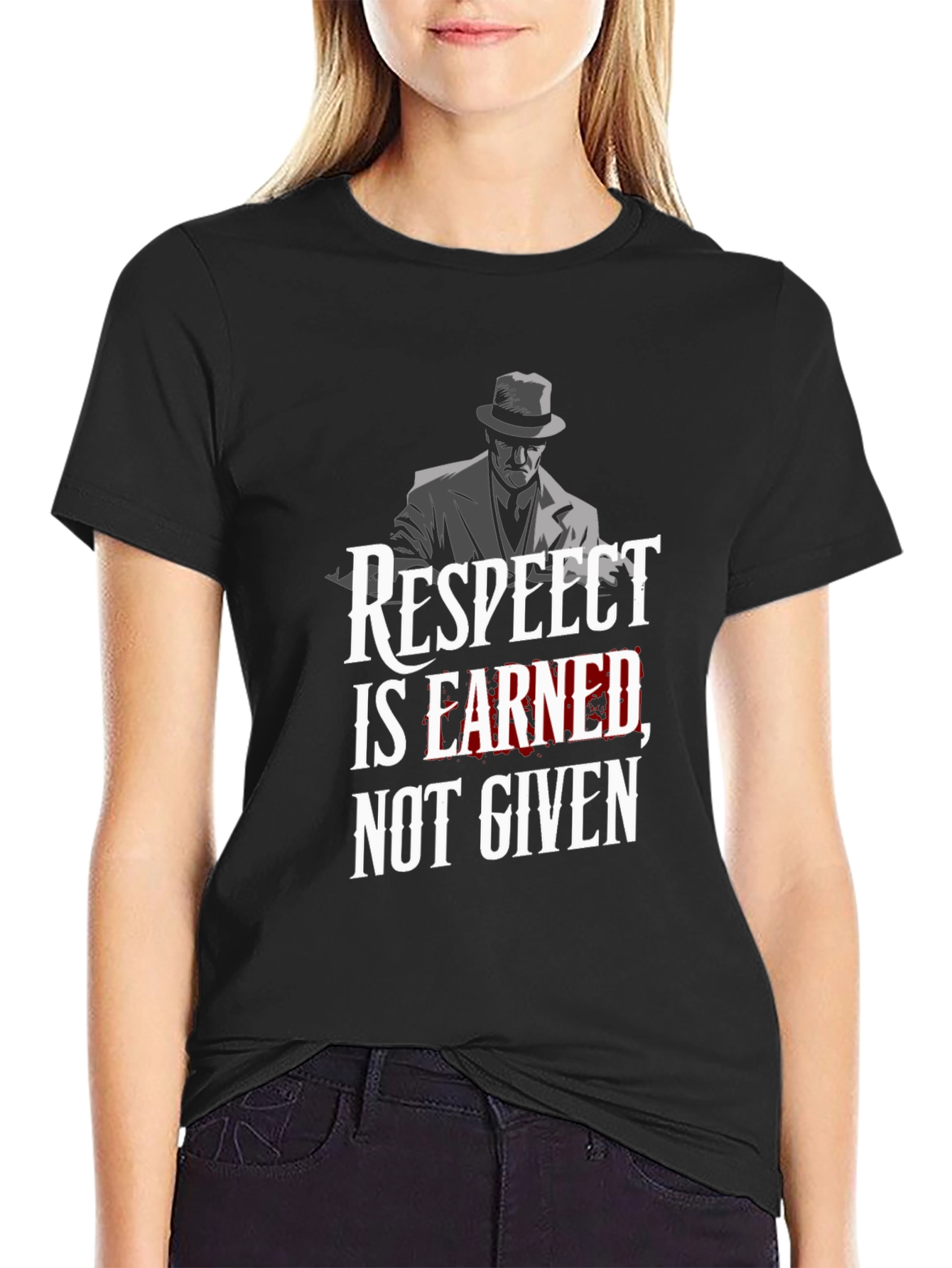 Respect Earned Graphic Tee - Black Cotton T-Shirt