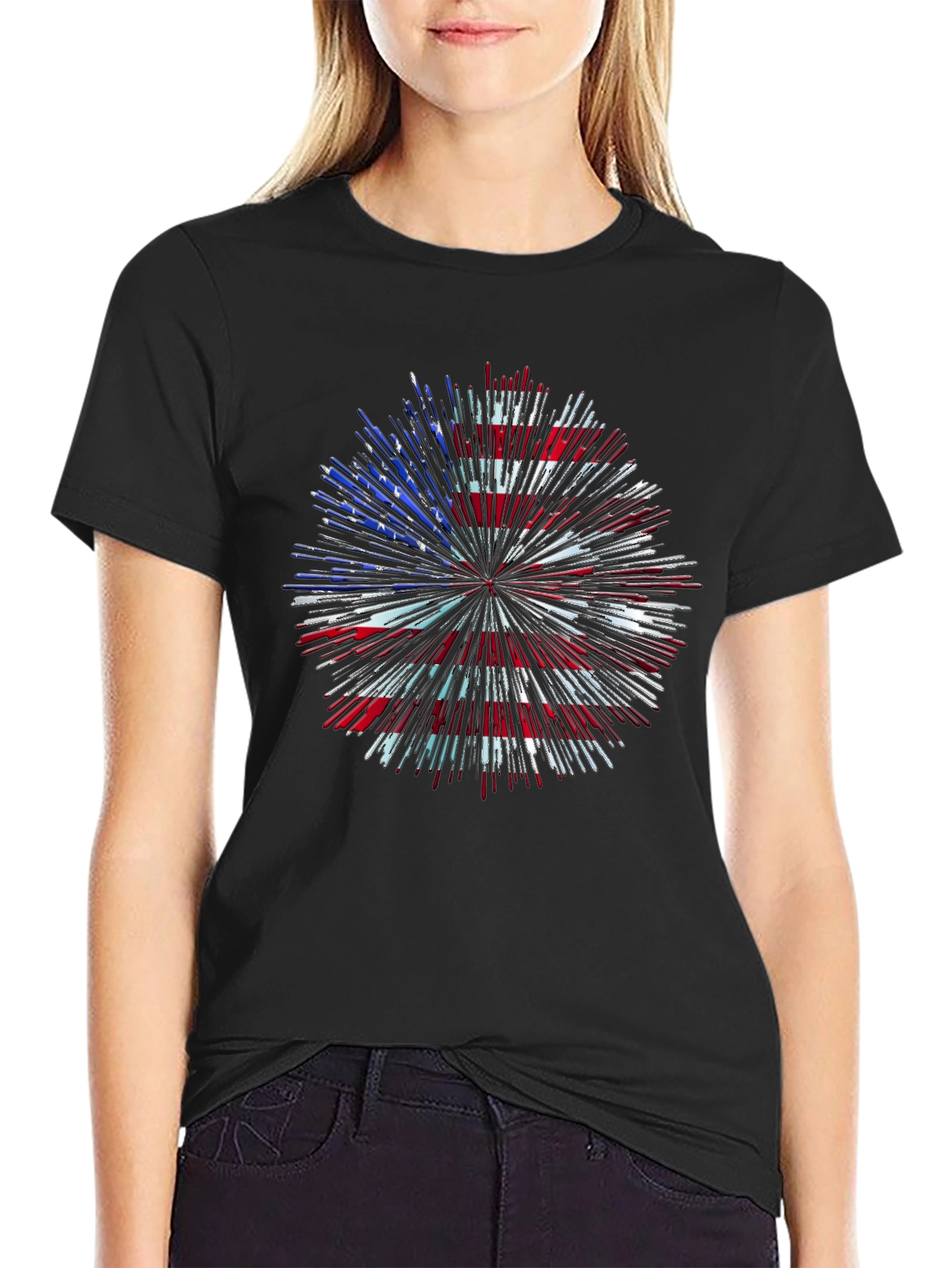 American Flag Firework Graphic T-Shirt