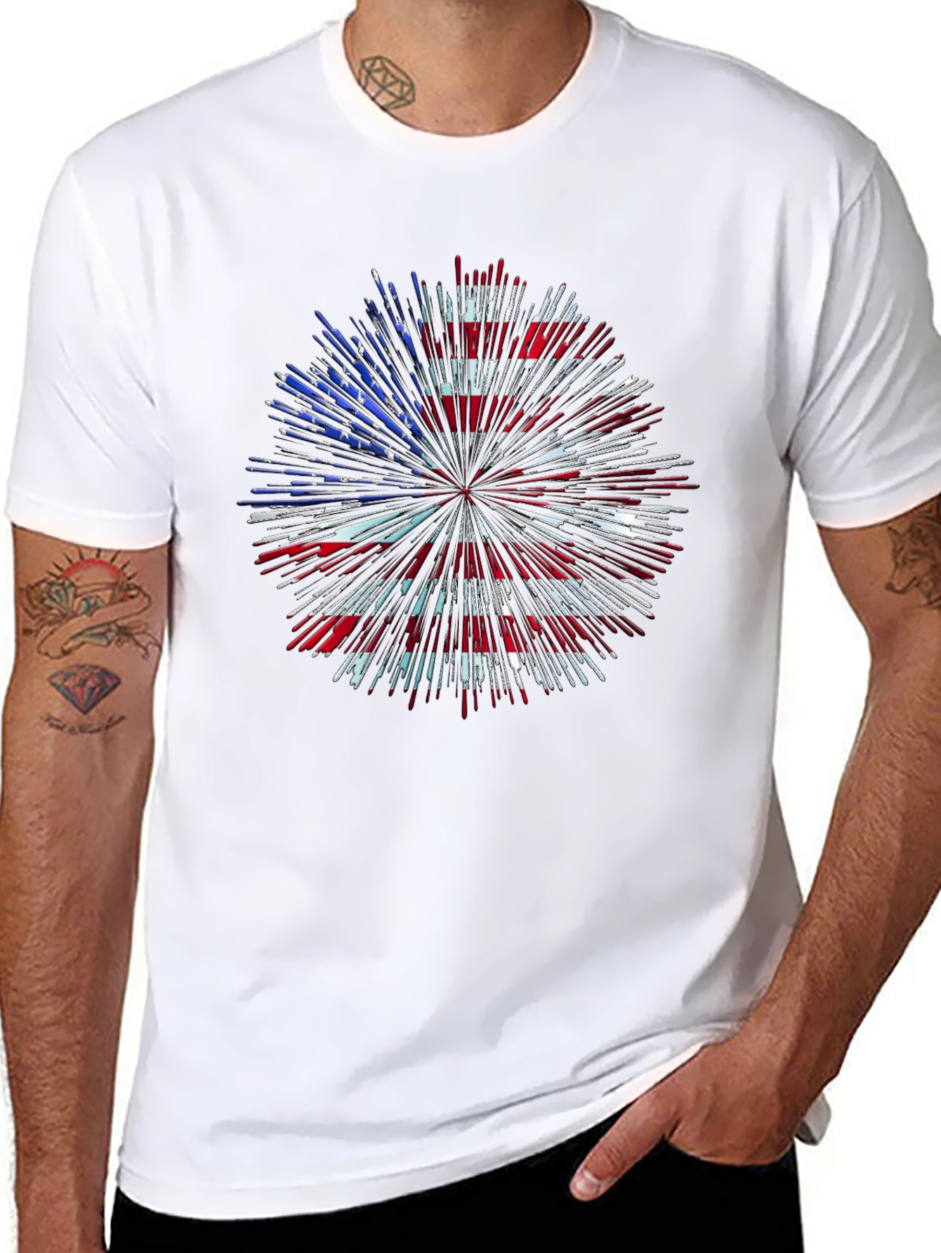 American Flag Firework Graphic T-Shirt