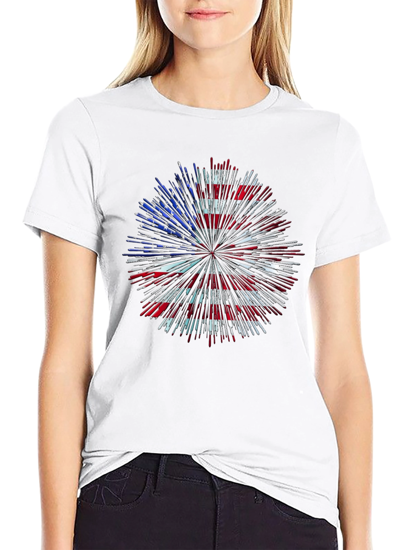 American Flag Firework Graphic T-Shirt