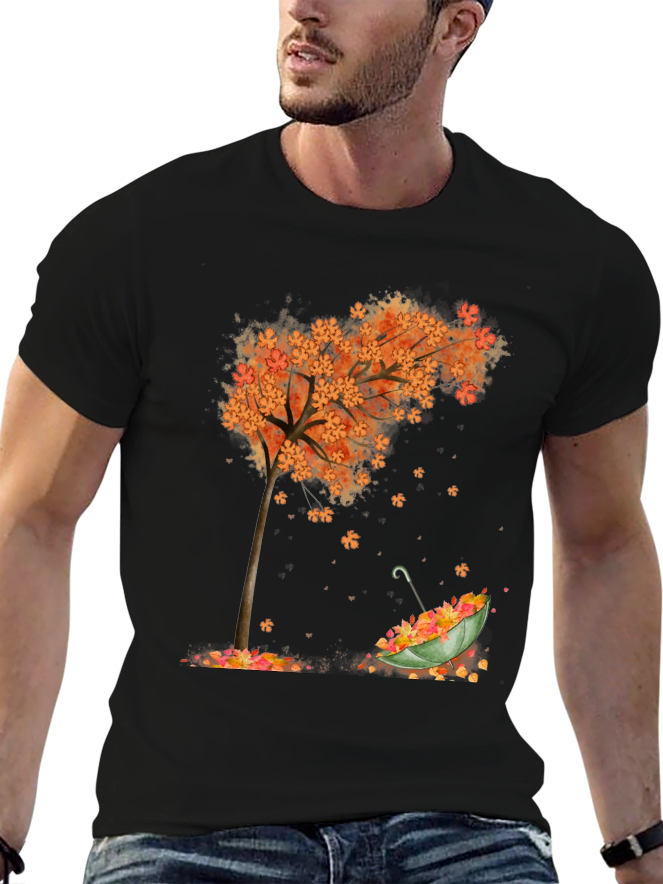 Autumn Tree & Umbrella Graphic Tee