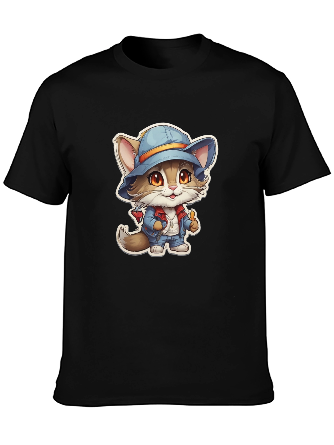 Cat in Hat T-Shirt - Unique Cartoon Graphic Tee