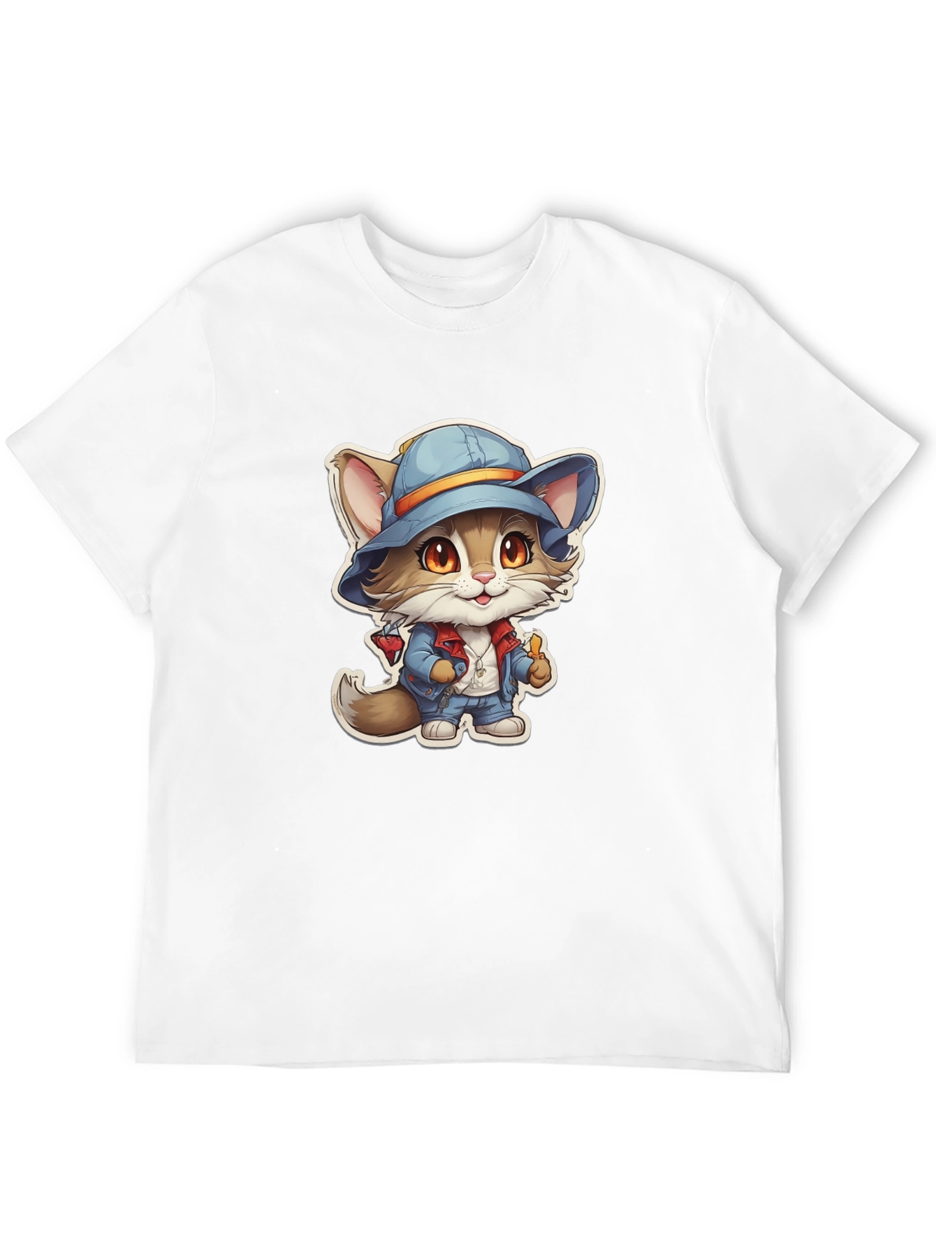 Cat in Hat T-Shirt - Unique Cartoon Graphic Tee