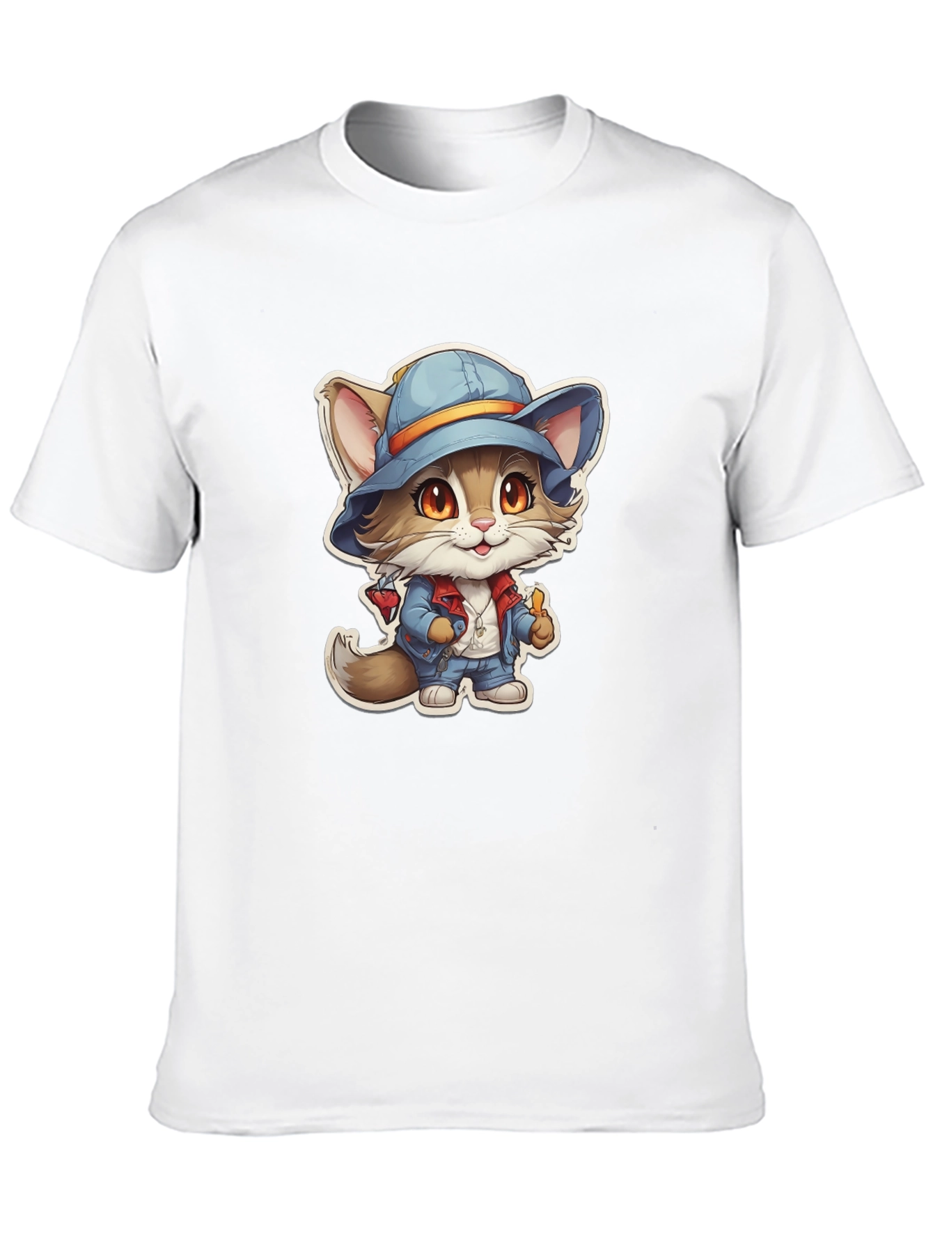 Cat in Hat T-Shirt - Unique Cartoon Graphic Tee
