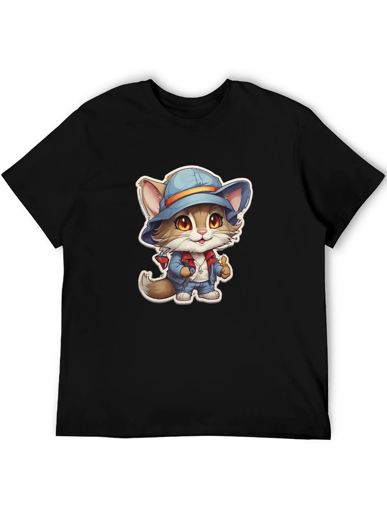 Cat in Hat T-Shirt - Unique Cartoon Graphic Tee