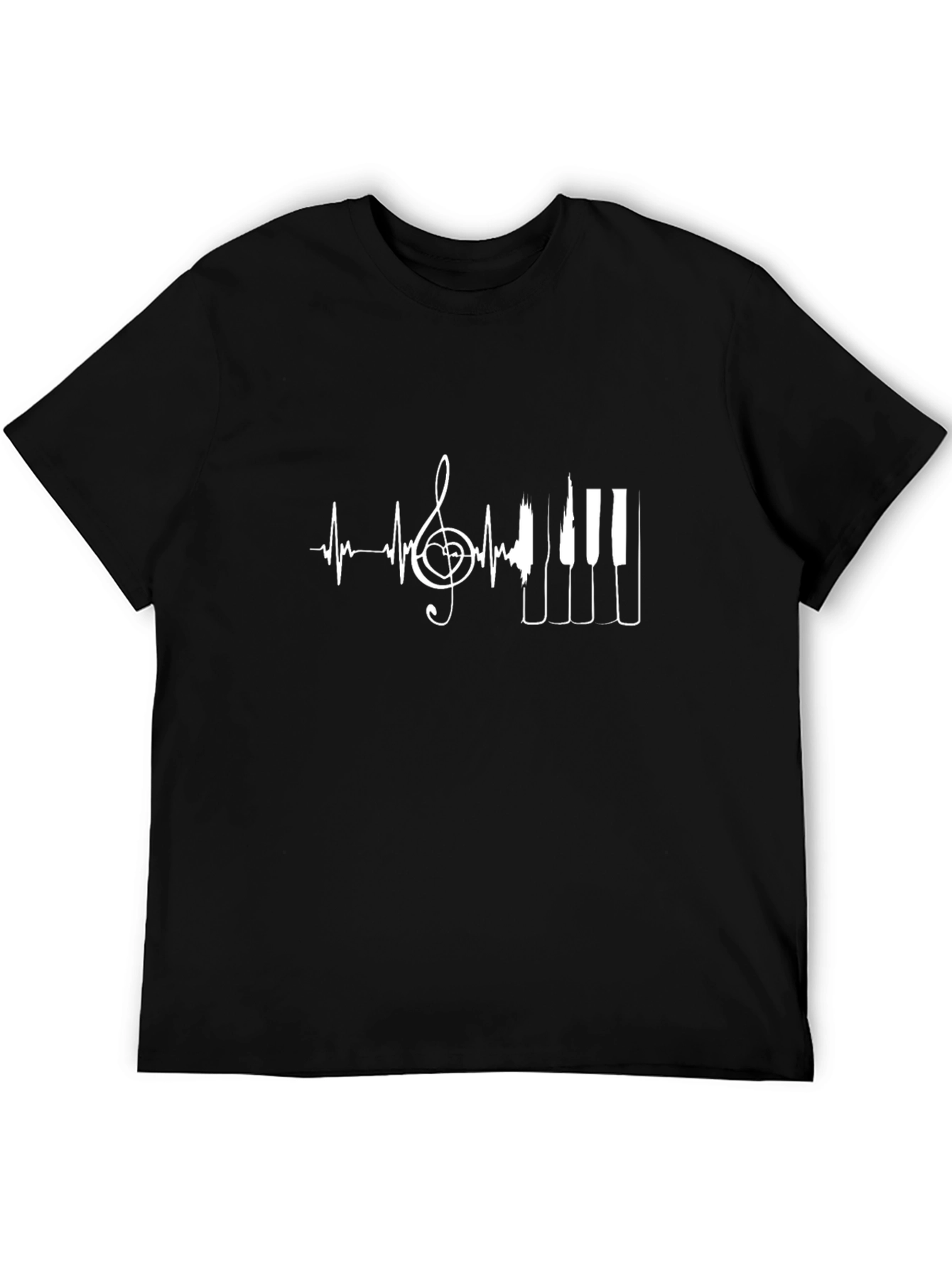 Piano Heartbeat Graphic T-Shirt - Music Lover Tee