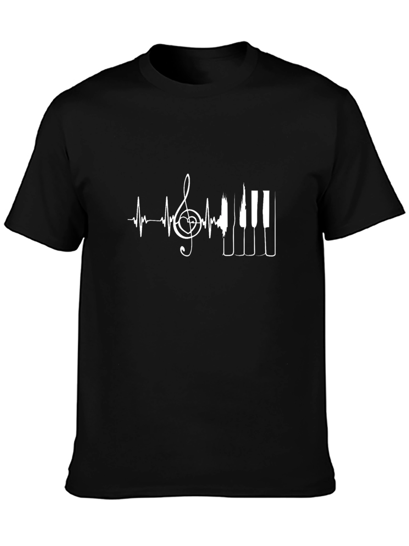 Piano Heartbeat Graphic T-Shirt - Music Lover Tee