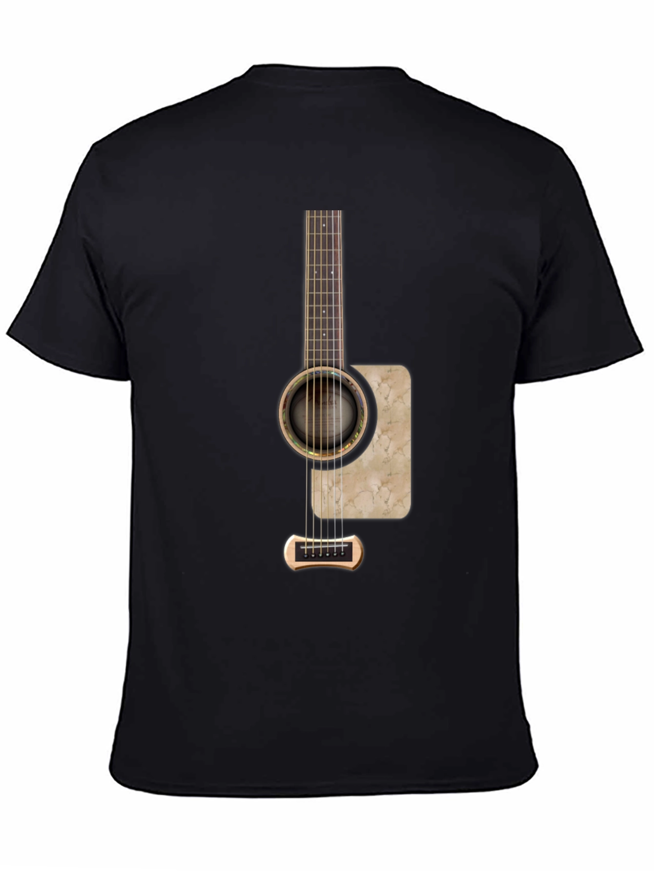 Guitar Graphic Print Black T-Shirt