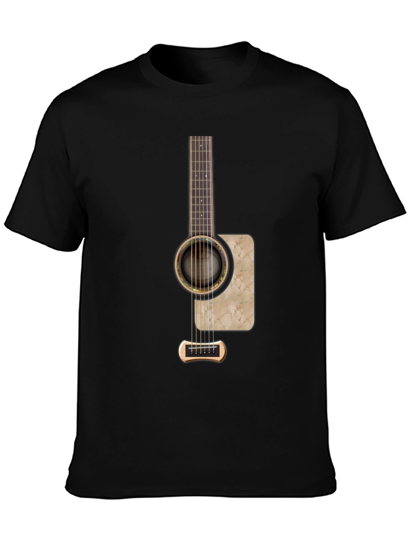 Guitar Graphic Print Black T-Shirt