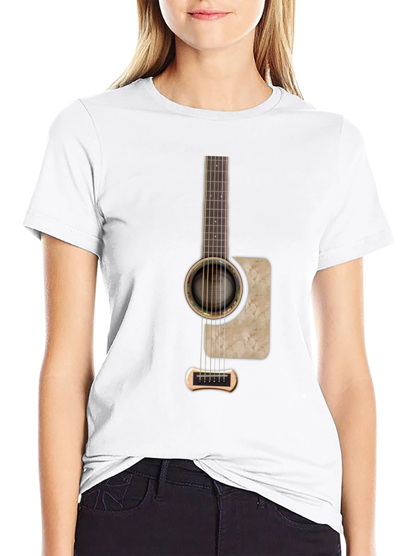 Guitar Graphic Print Black T-Shirt