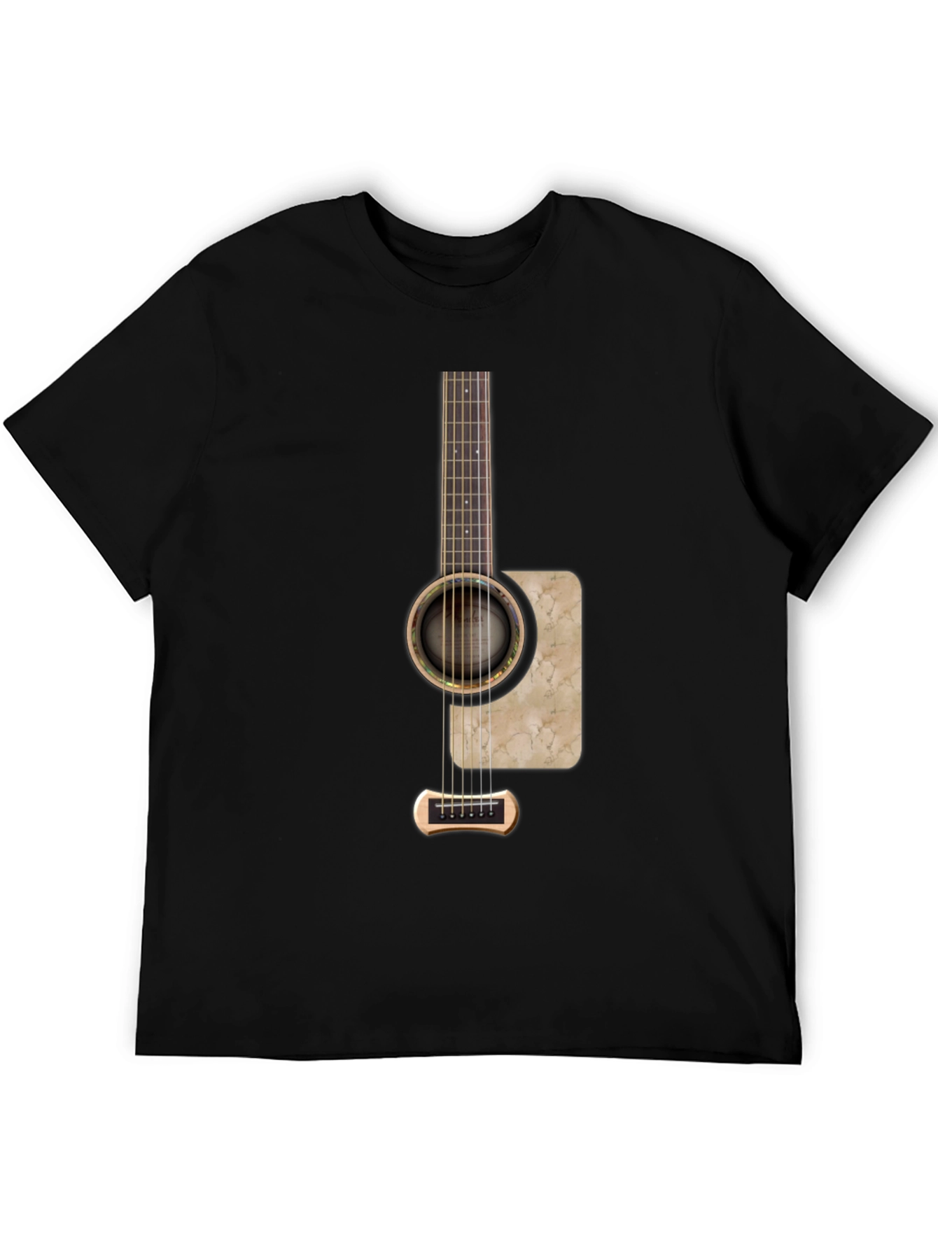Guitar Graphic Print Black T-Shirt