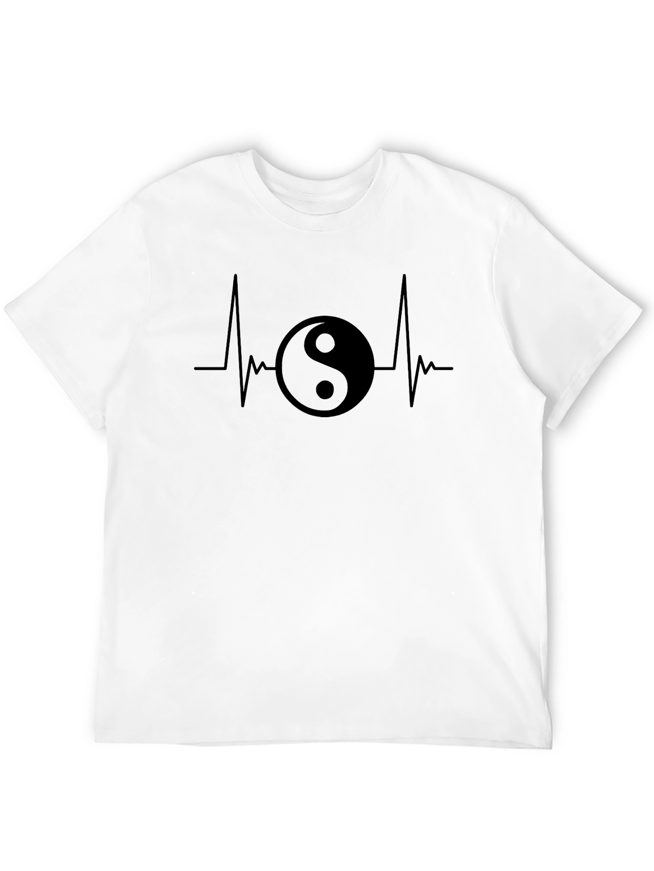 Yin Yang Heartbeat Graphic Tee - Black