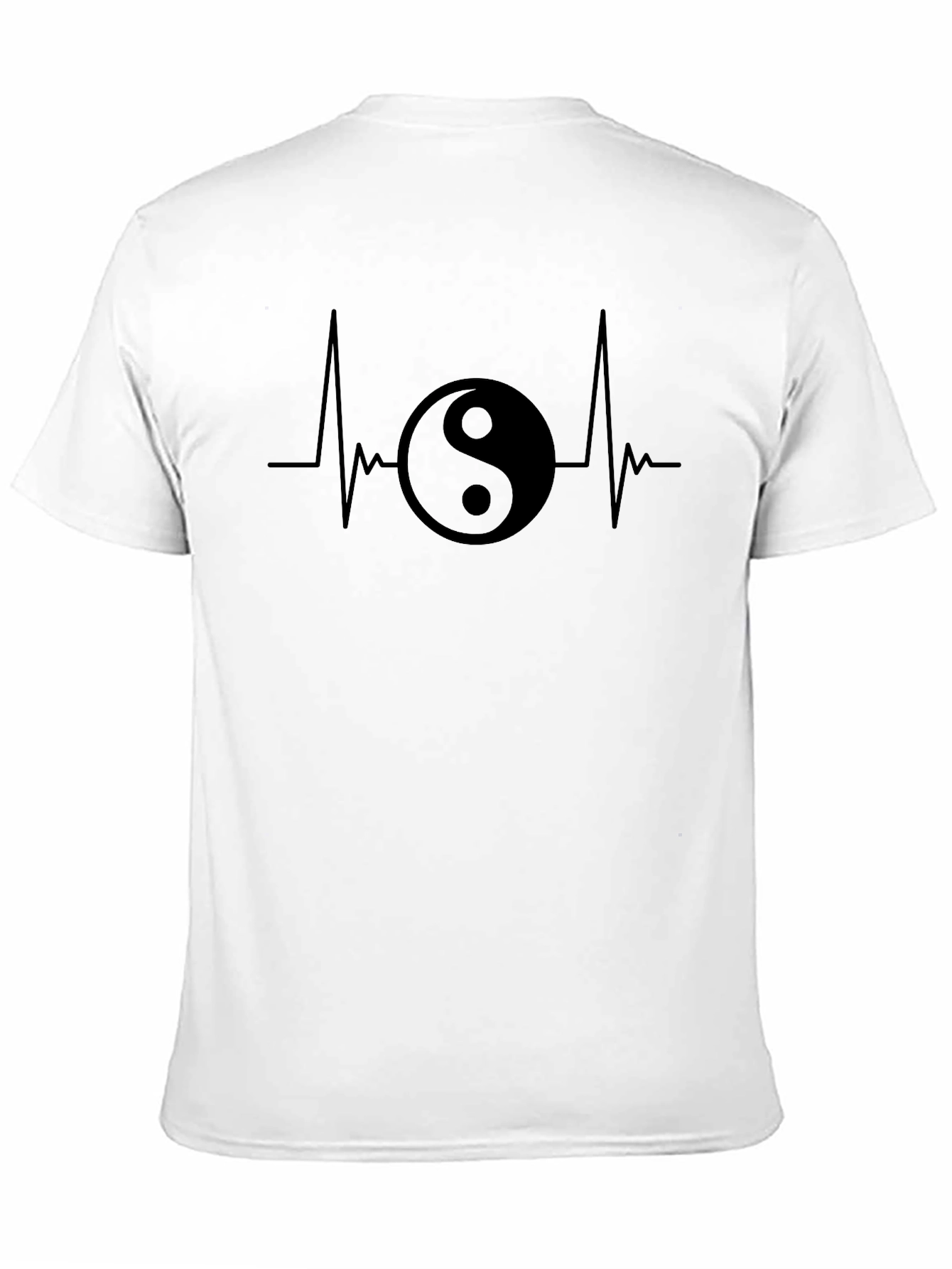 Yin Yang Heartbeat Graphic Tee - Black