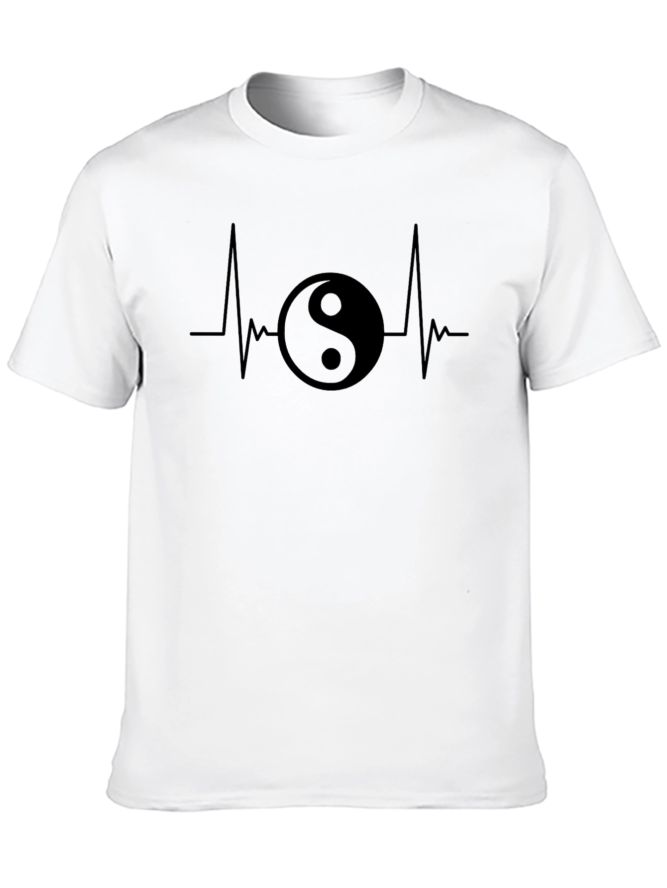 Yin Yang Heartbeat Graphic Tee - Black