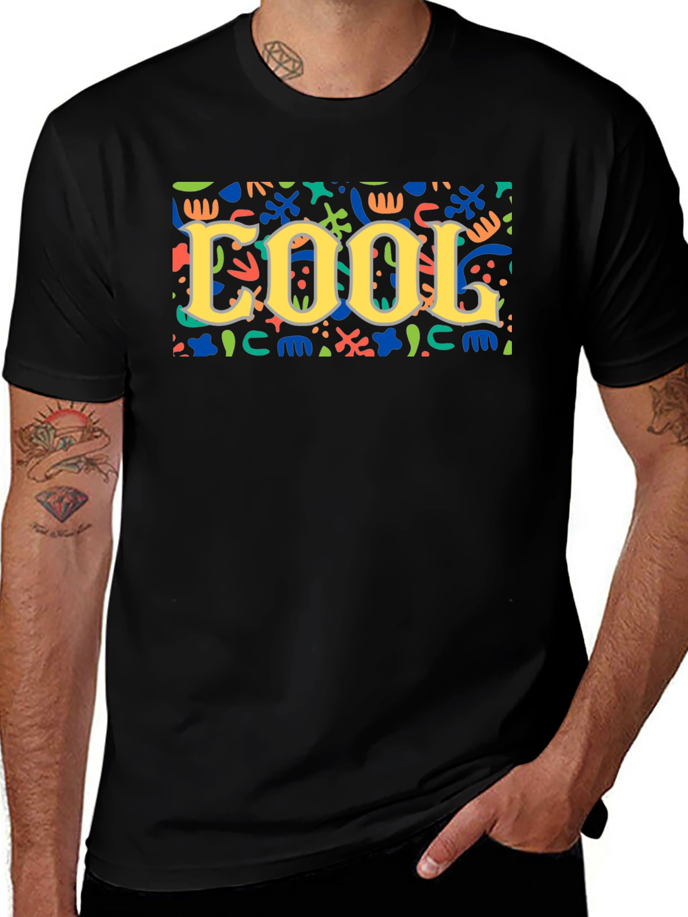Cool Graphic Print Tee - Black