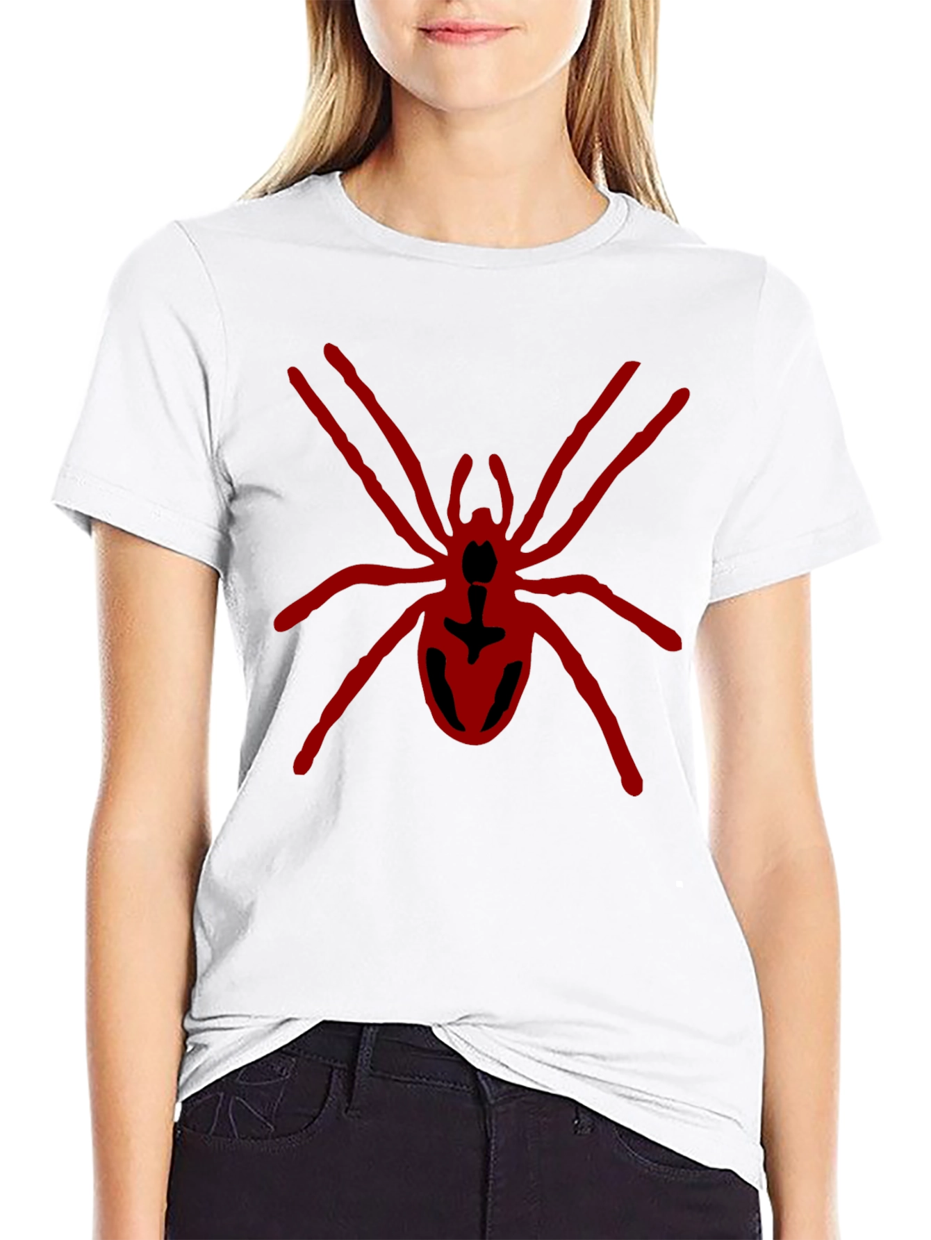 Black T-Shirt with Red Spider Design