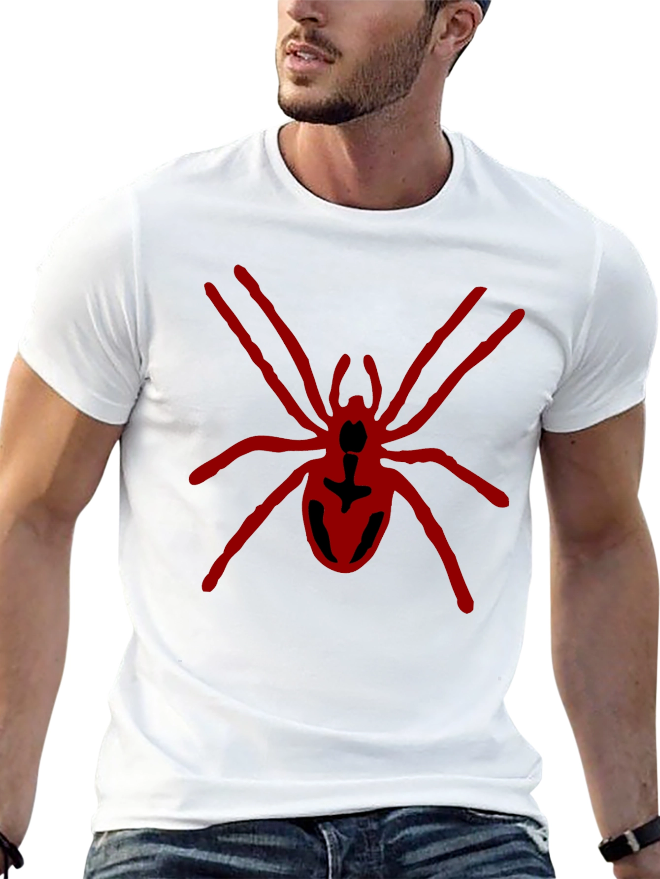 Black T-Shirt with Red Spider Design